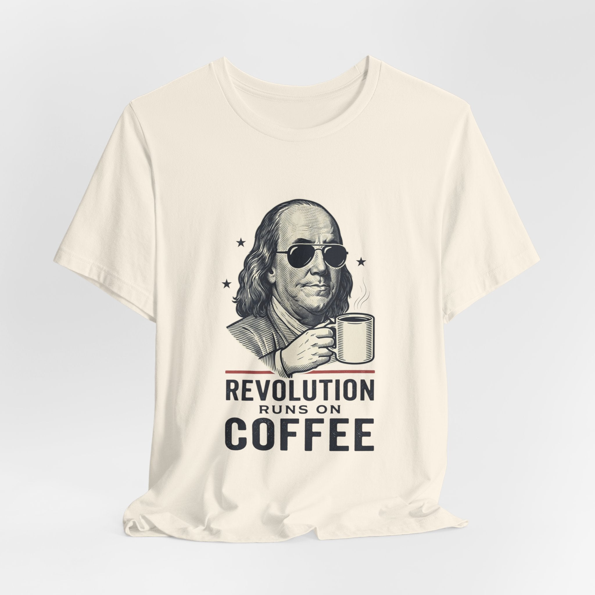 Revolution Runs on Coffee Tee | Founding Daddies, Vintage Patriotic Humor