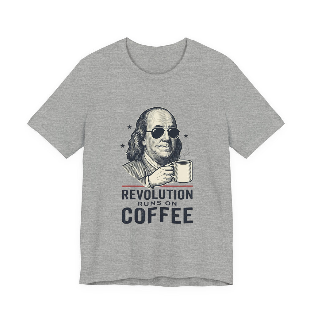Revolution Runs on Coffee Tee | Founding Daddies, Vintage Patriotic Humor