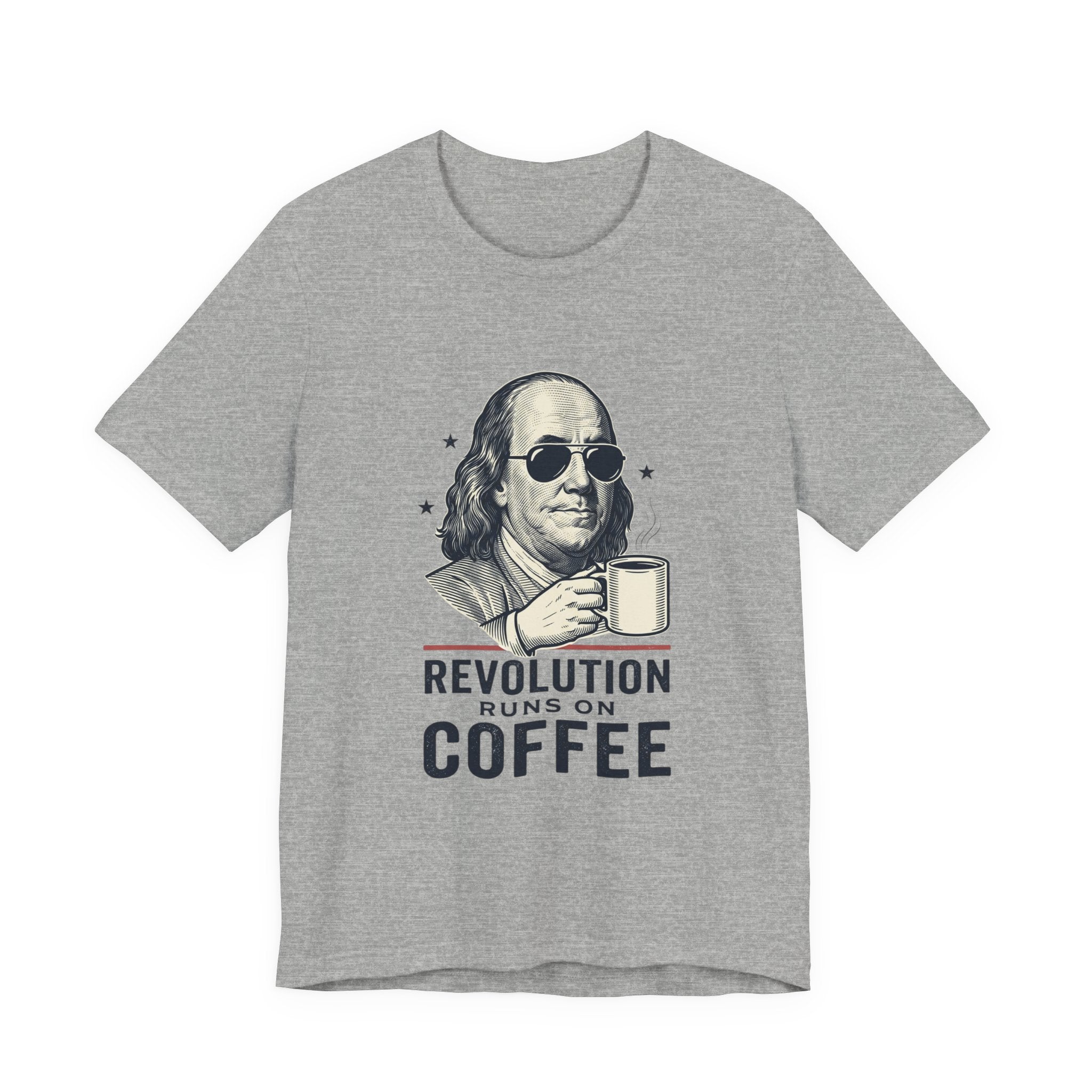 Revolution Runs on Coffee Tee | Founding Daddies, Vintage Patriotic Humor