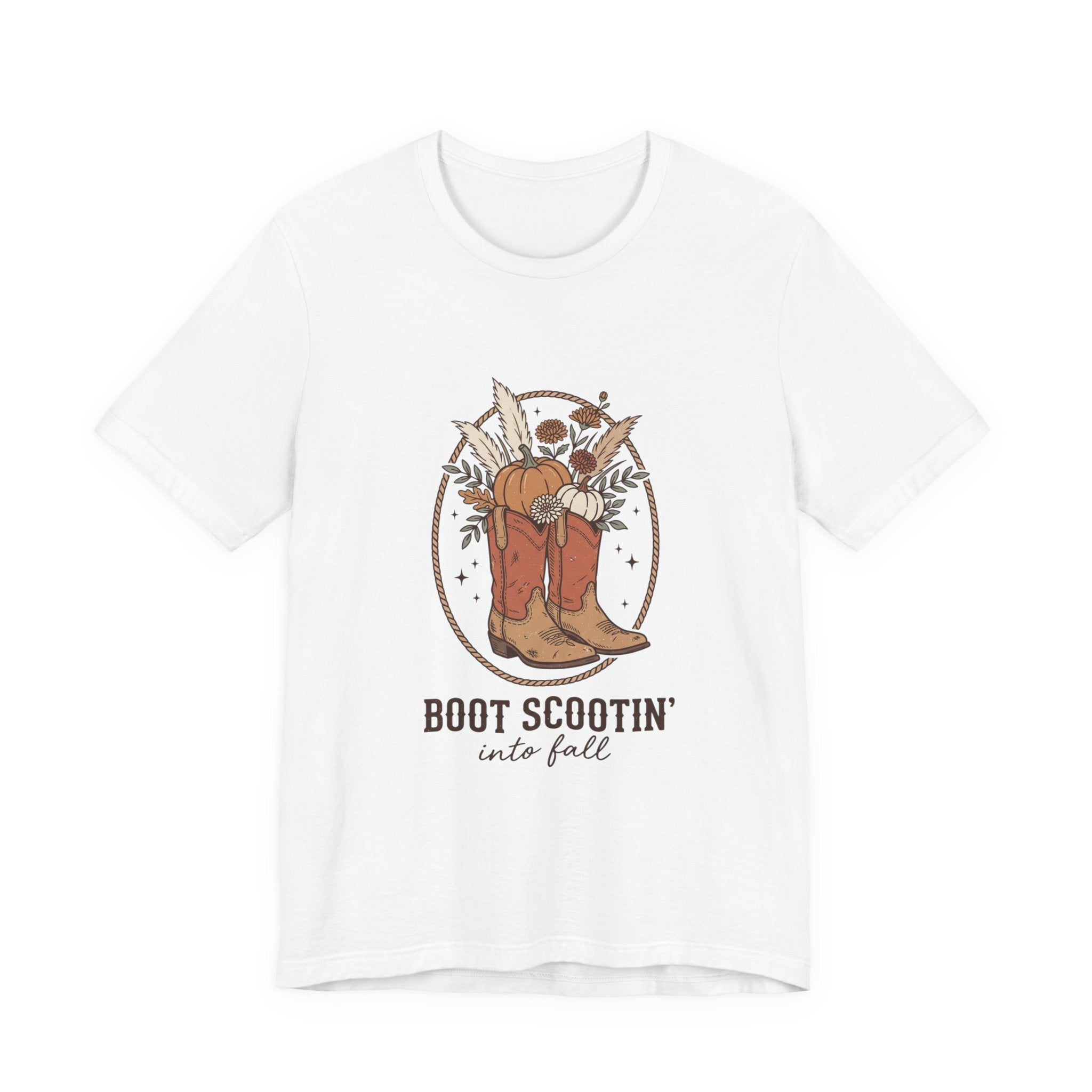 Boot Scootin' into Fall Tee | Pumpkin, Cowboy Boots, Fall Aesthetic