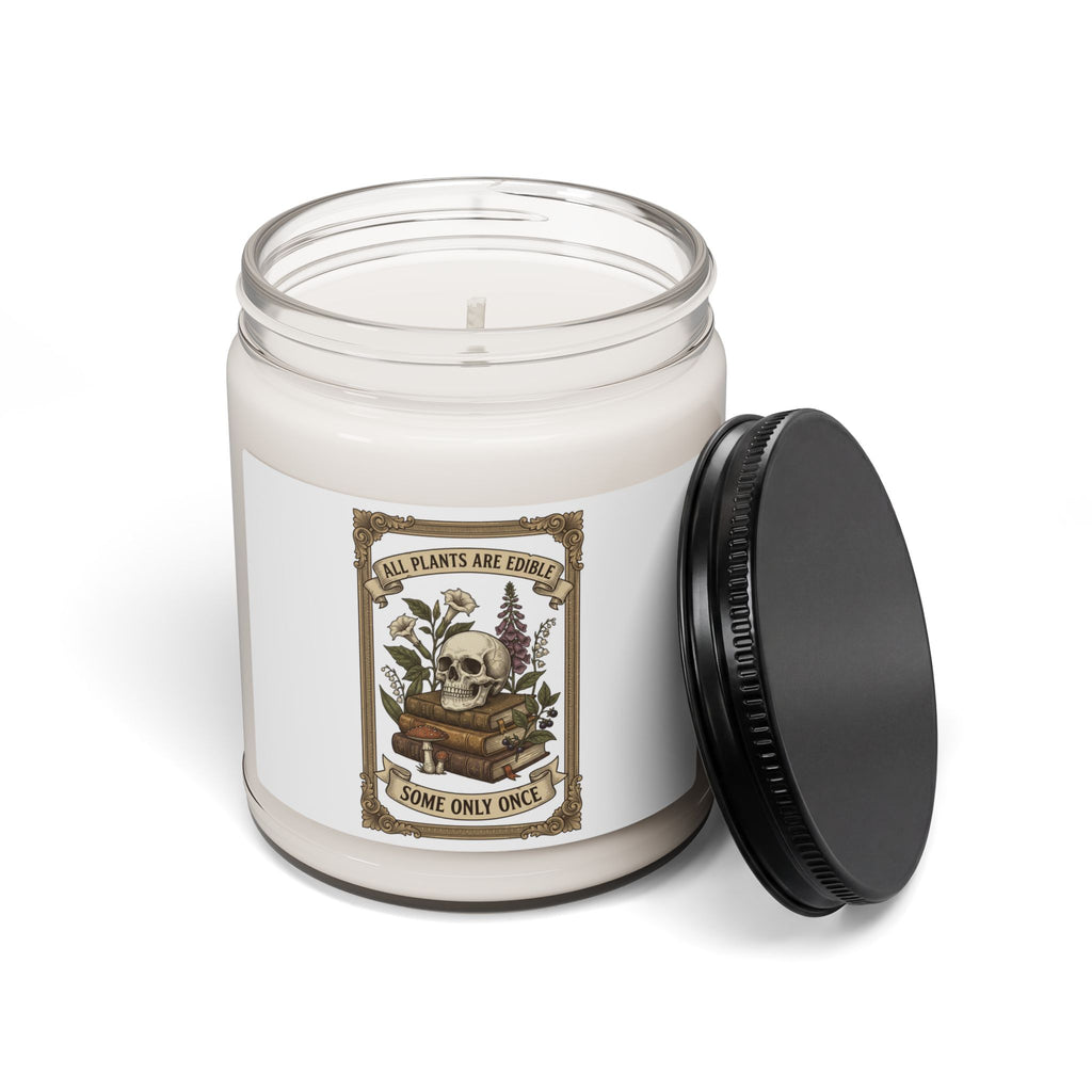 All Plants Are Edible Soy Candle | Botanical Skull Illustration, Dark Nature Humor