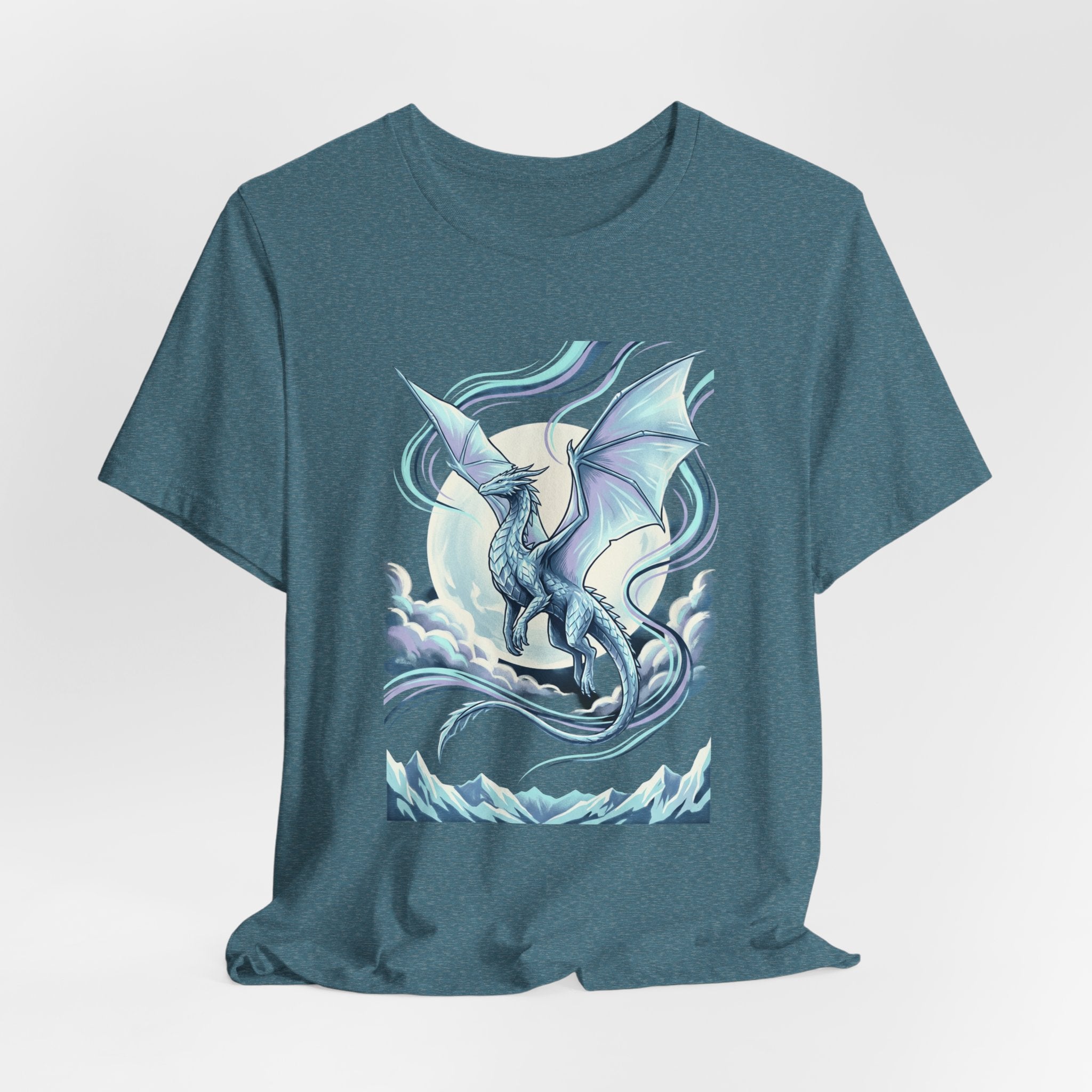 Ice Dragon Illustration T-Shirt | Fantasy Dragon Art, Mythical Creature Tee