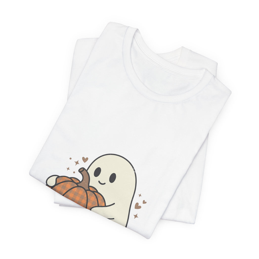 Cute Ghost Holding Pumpkin Tee | Pumpkin Halloween Fall Aesthetic