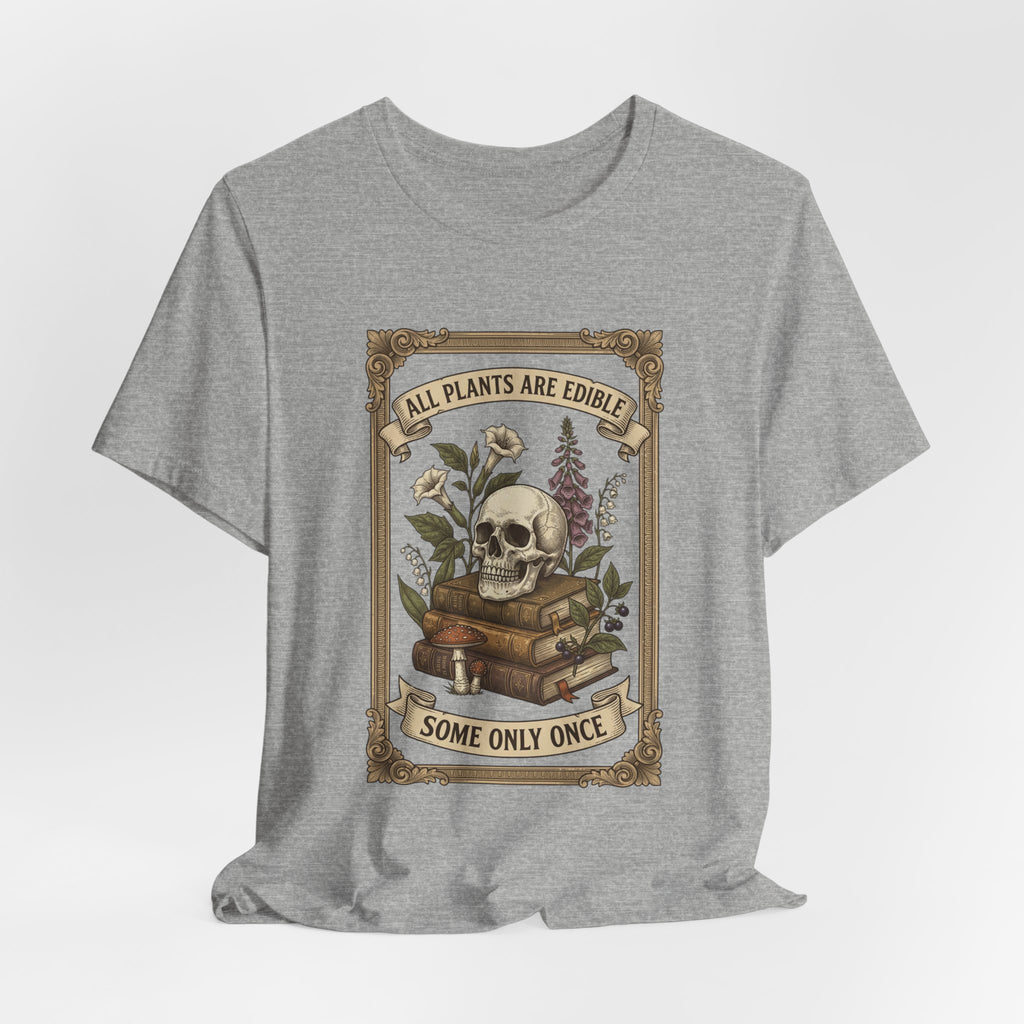 All Plants Are Edible Tee | Vintage Botanical Skull, Forager Mycology Humor
