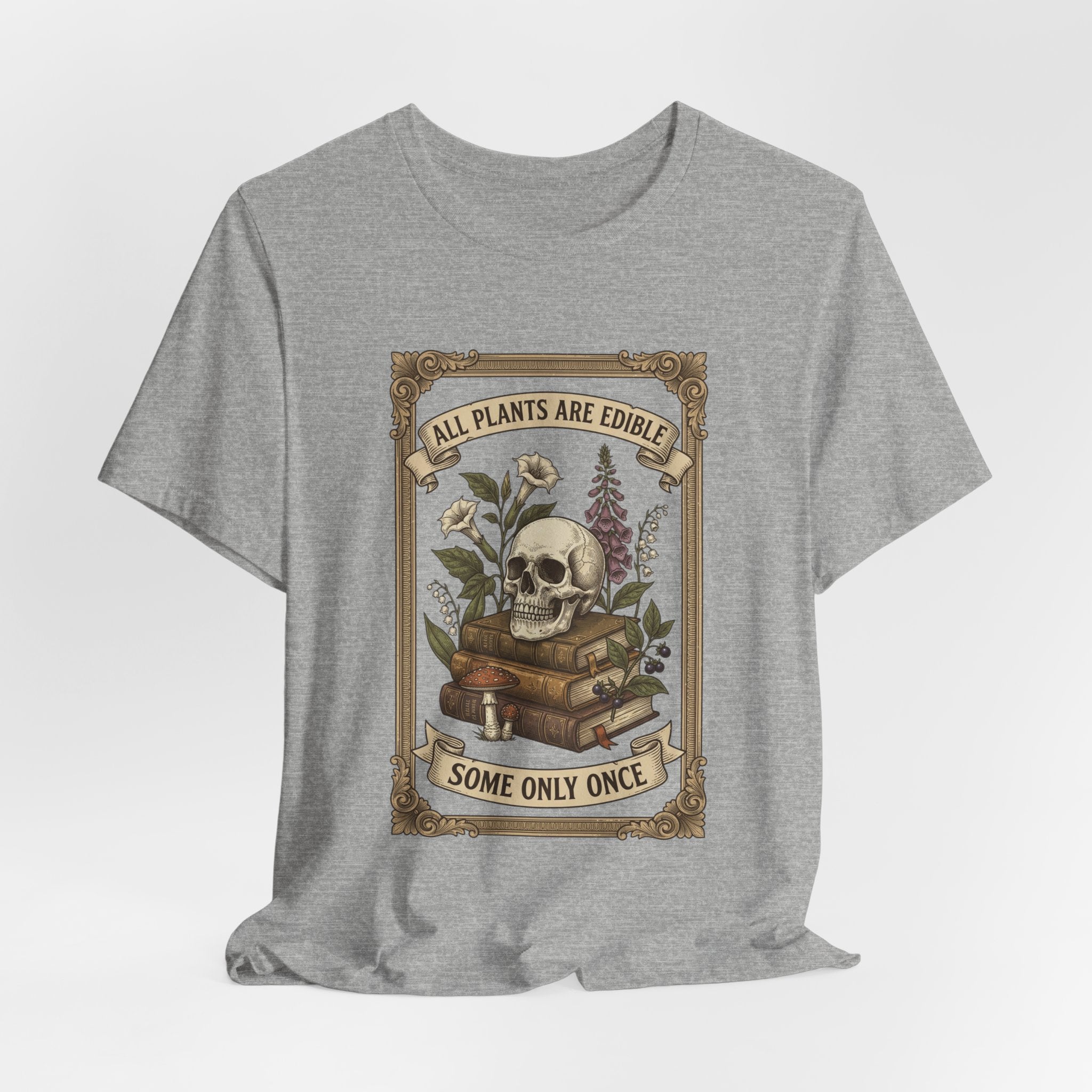All Plants Are Edible Tee | Vintage Botanical Skull, Forager Mycology Humor