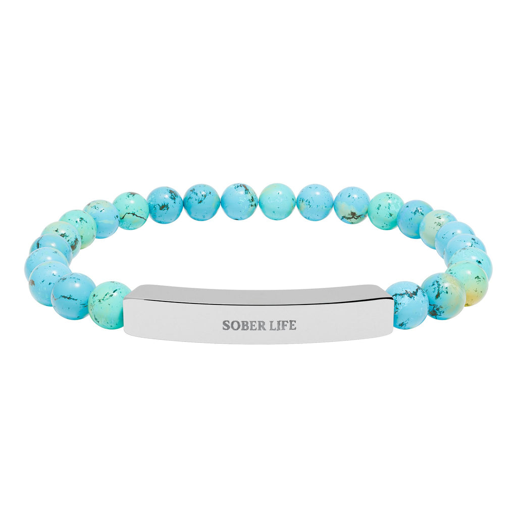 Engravable Natural Stone Stretch Bar Bracelet – Personalized Beaded Bracelet