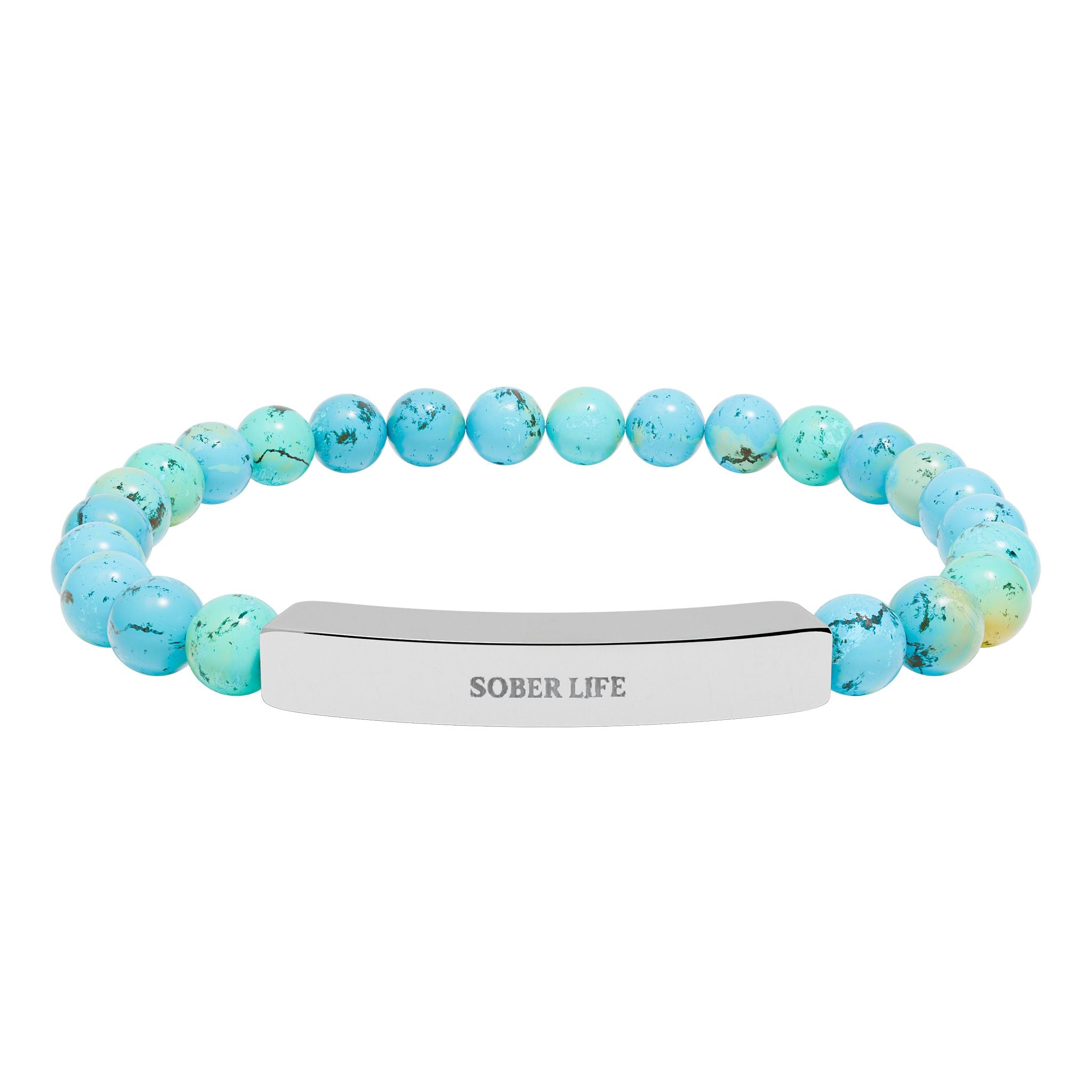 Engravable Natural Stone Stretch Bar Bracelet – Personalized Beaded Bracelet