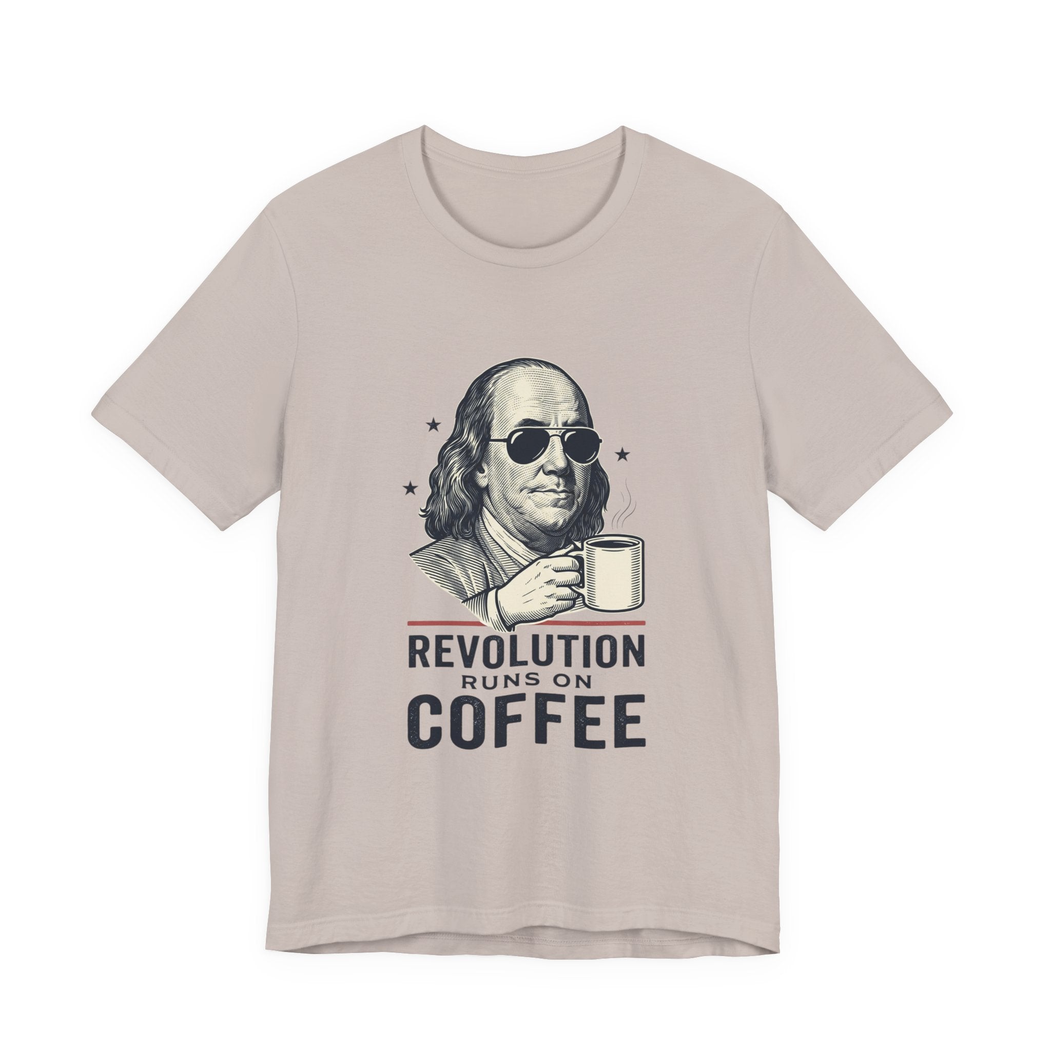 Revolution Runs on Coffee Tee | Founding Daddies, Vintage Patriotic Humor