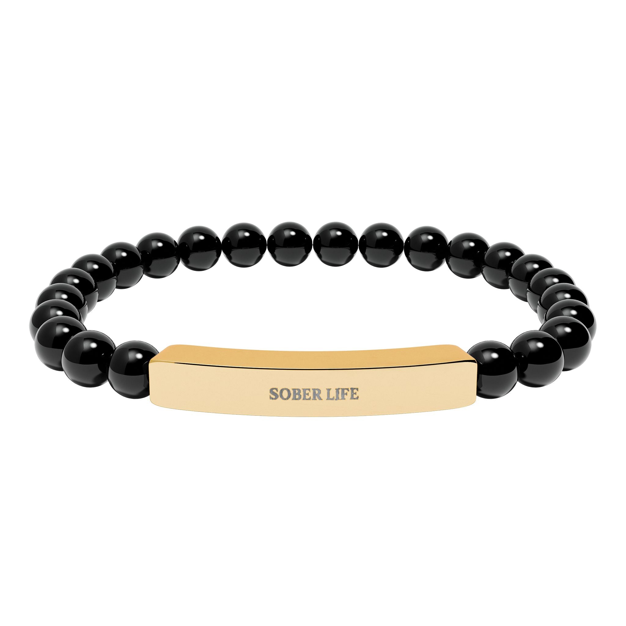 Engravable Natural Stone Stretch Bar Bracelet – Personalized Beaded Bracelet