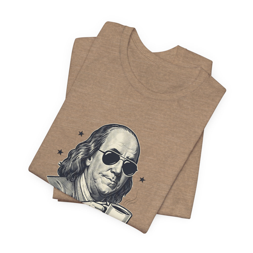 Revolution Runs on Coffee Tee | Founding Daddies, Vintage Patriotic Humor