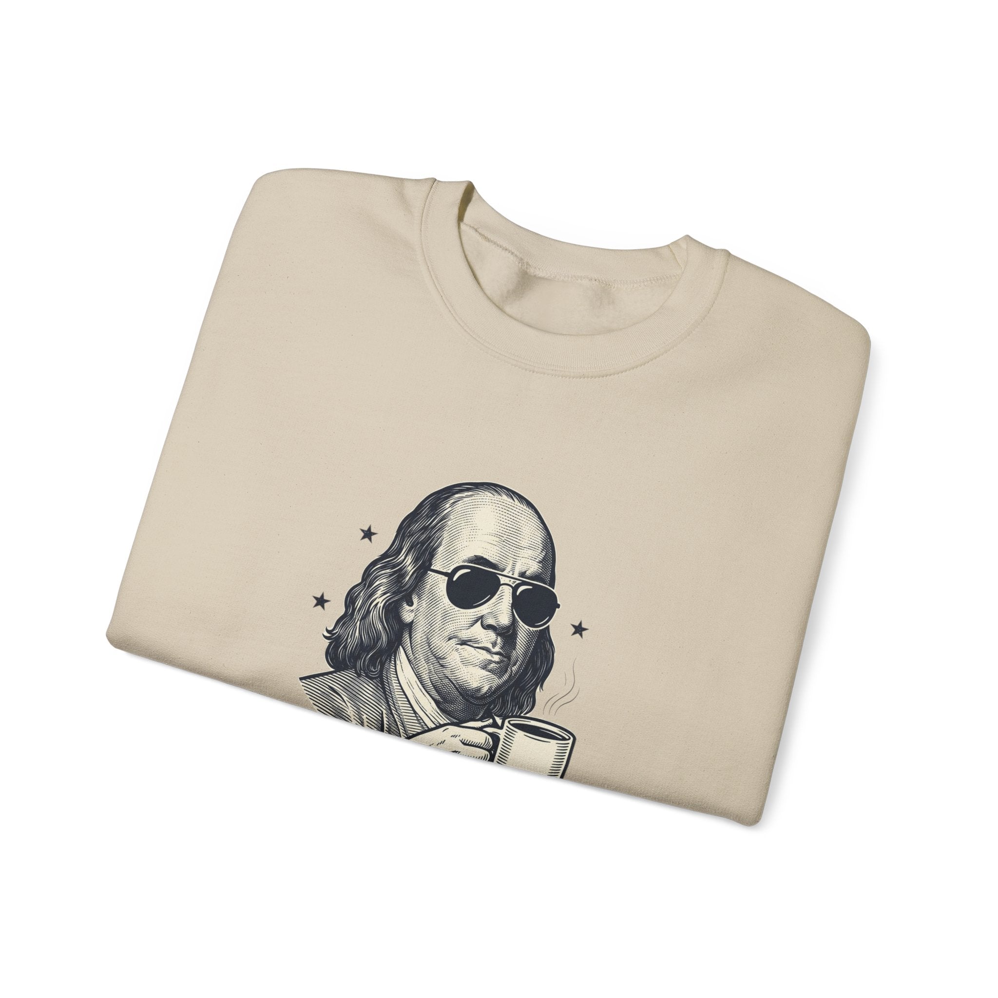 Revolution Runs on Coffee Crewneck Sweatshirt | Founding Daddies Americana, Vintage Portrait Tee
