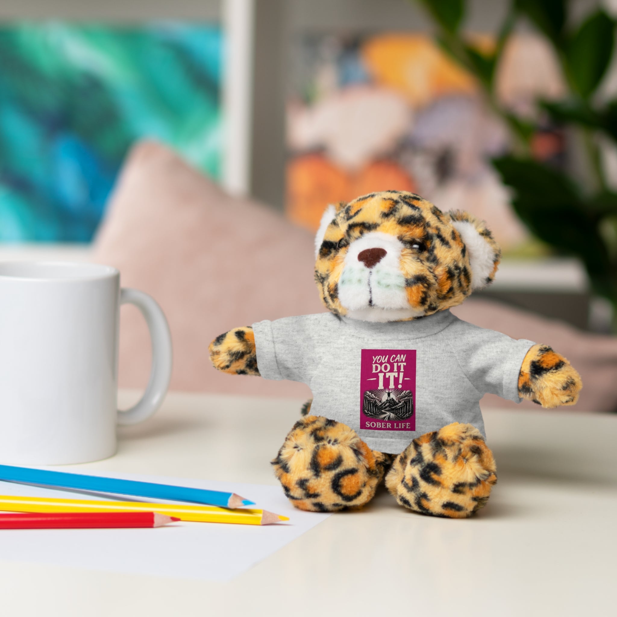 Motivational Teddy Bear with 'You Can Do It!' Tee