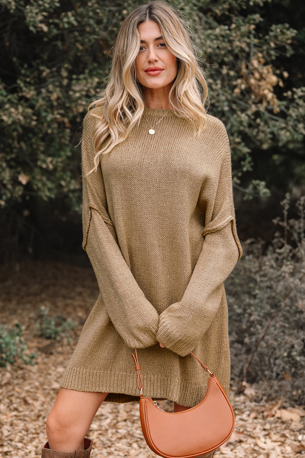 Four Leaf Clover Oversize Drop Shoulder Slouchy Sweater Dress