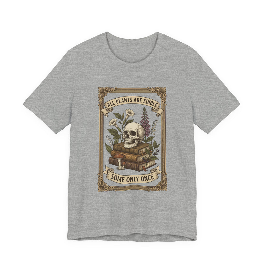 All Plants Are Edible Tee | Vintage Botanical Skull, Forager Mycology Humor