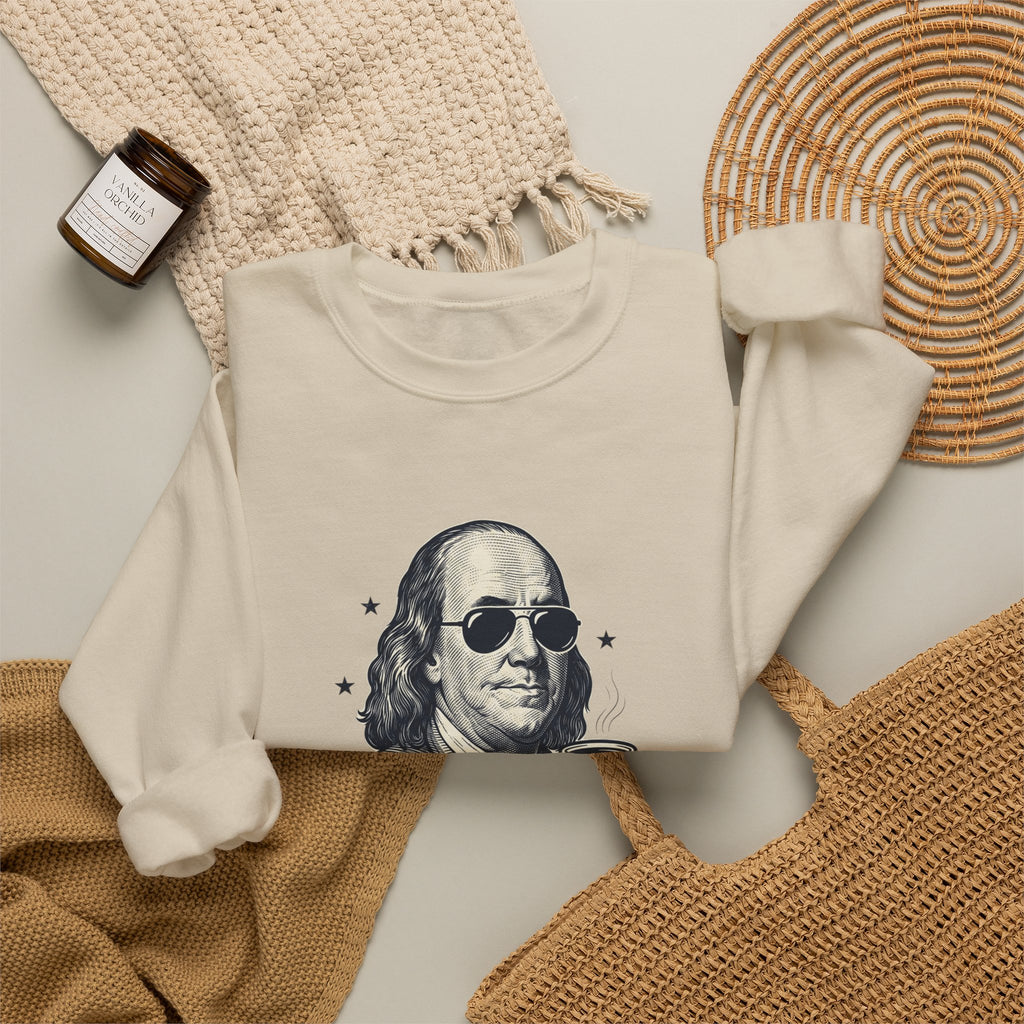 Revolution Runs on Coffee Crewneck Sweatshirt | Founding Daddies Americana, Vintage Portrait Tee