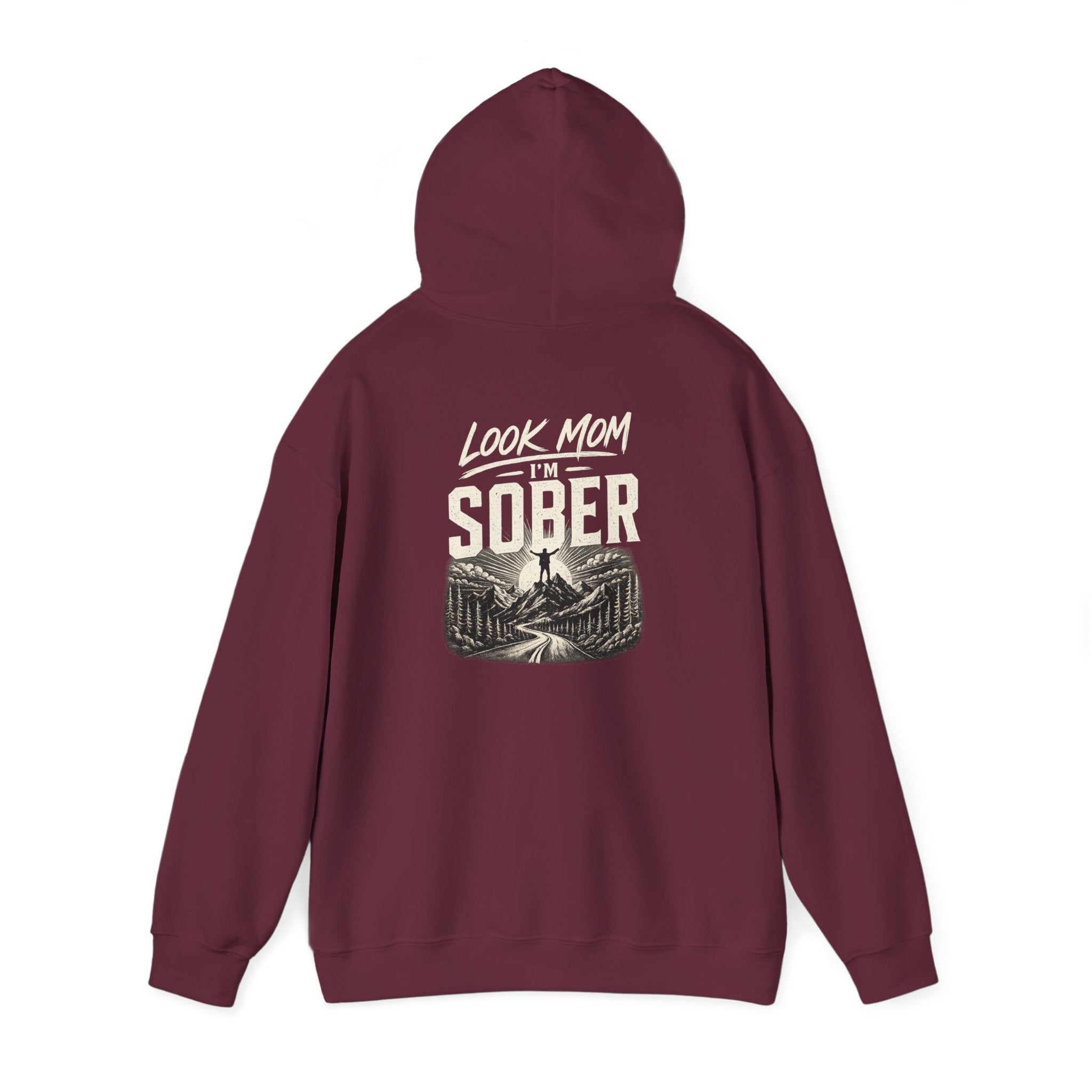 Hoodie — "Sober" Mountain Path Vintage Graphic Pullover