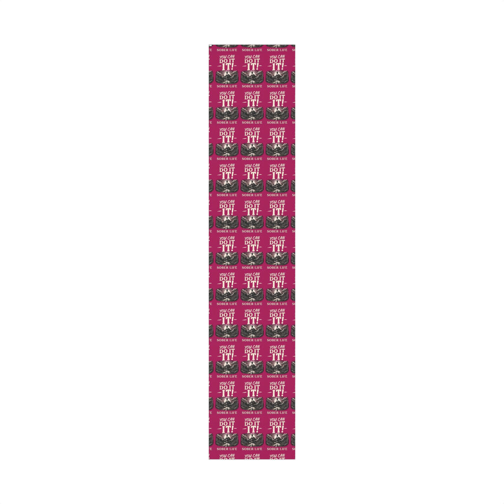 Gift Wrap Paper - Motivational 'You Can Do It!' Scenic Design (Bold Magenta)