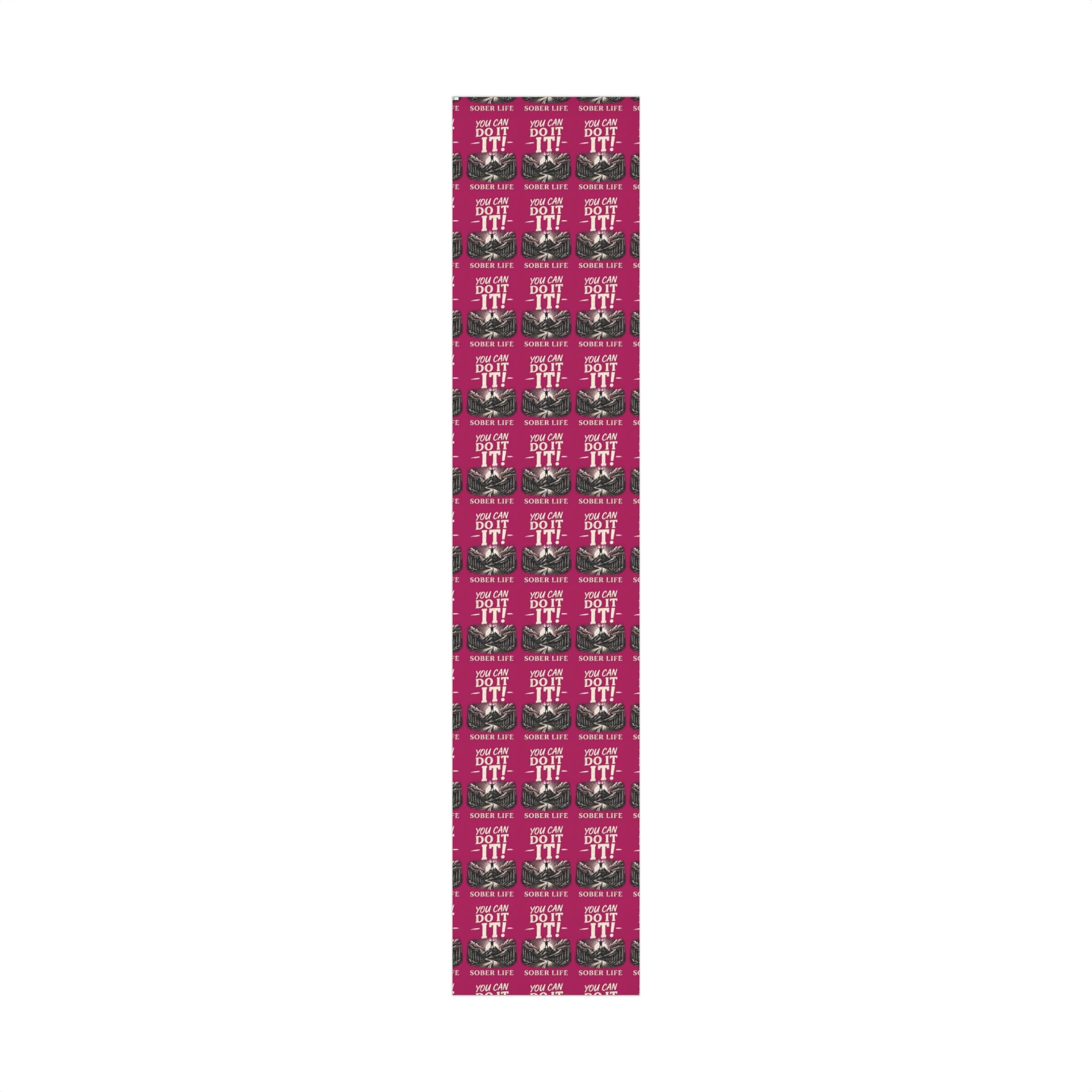 Gift Wrap Paper - Motivational 'You Can Do It!' Scenic Design (Bold Magenta)