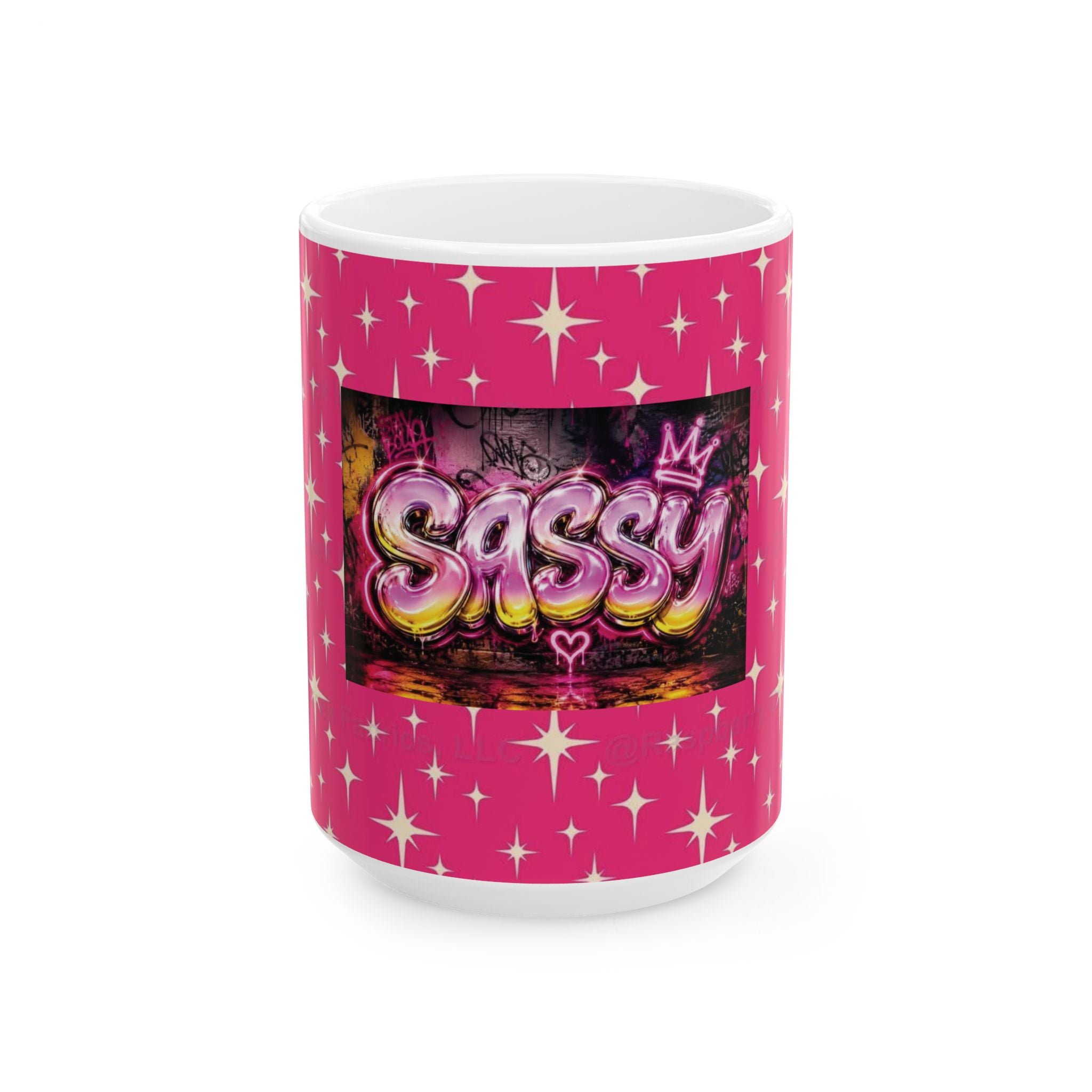 Sassy Pink Ceramic Mug (11oz & 15oz) — Sparkle Graffiti Design
