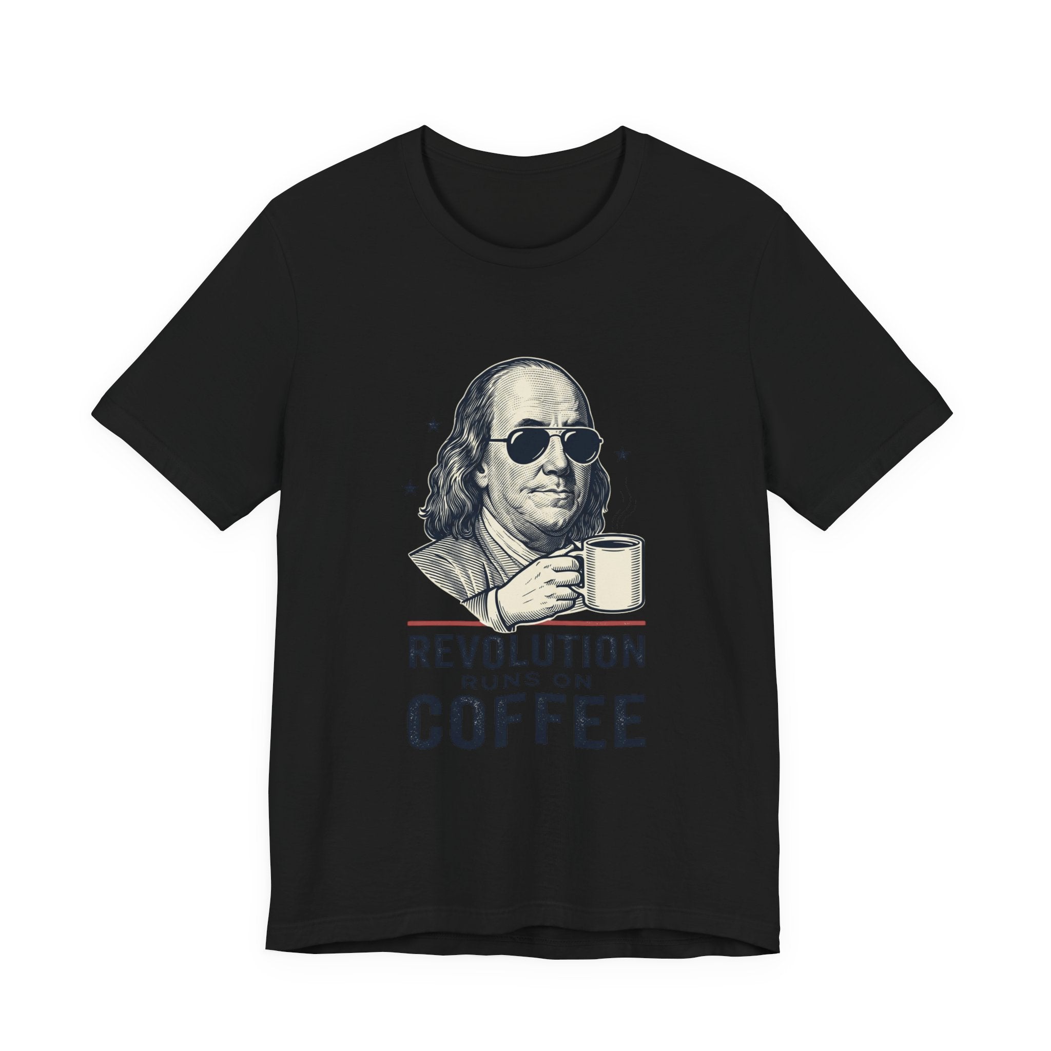 Revolution Runs on Coffee Tee | Founding Daddies, Vintage Patriotic Humor