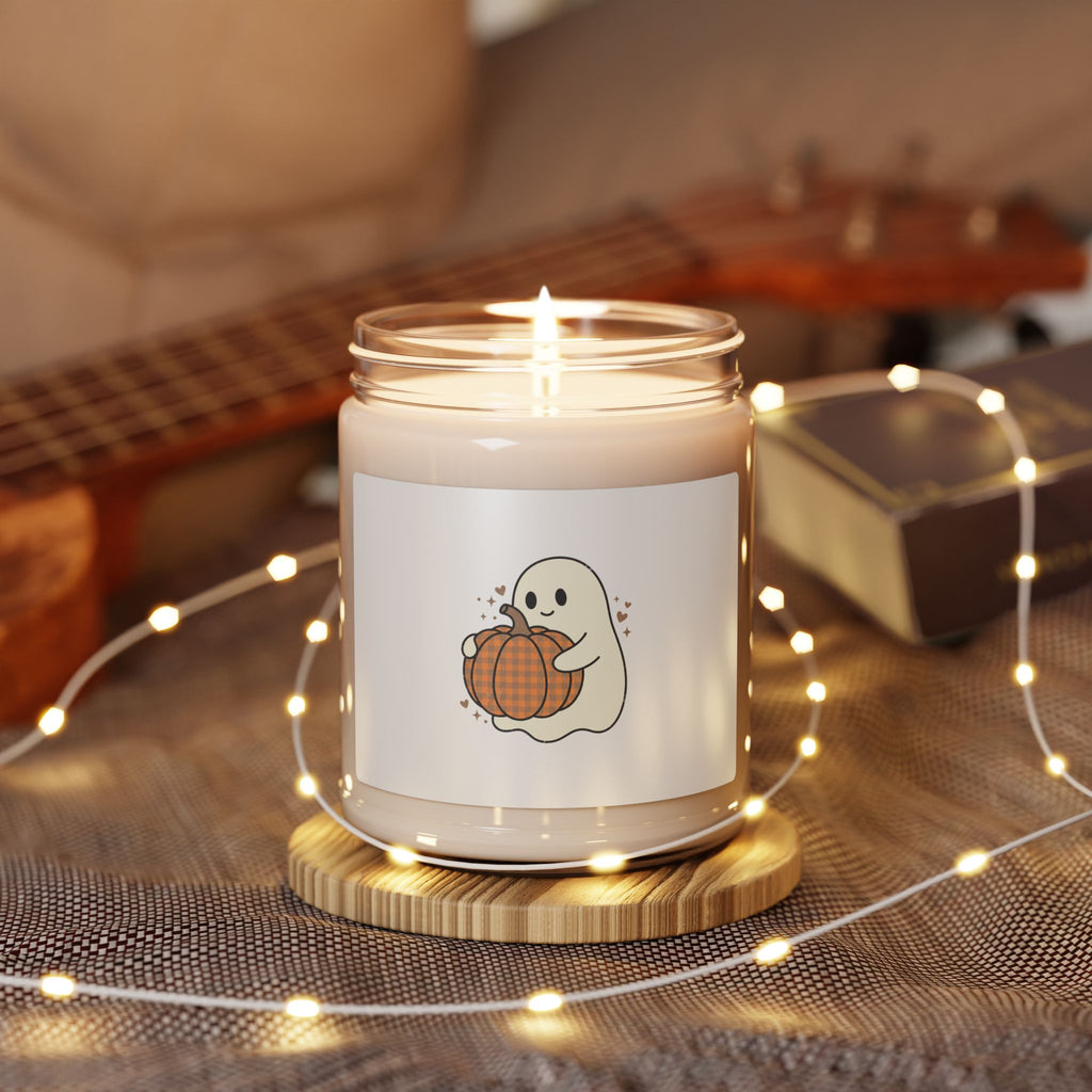 Cute Ghost Holding Pumpkin Candle | Fall Pumpkin Halloween Soy Jar