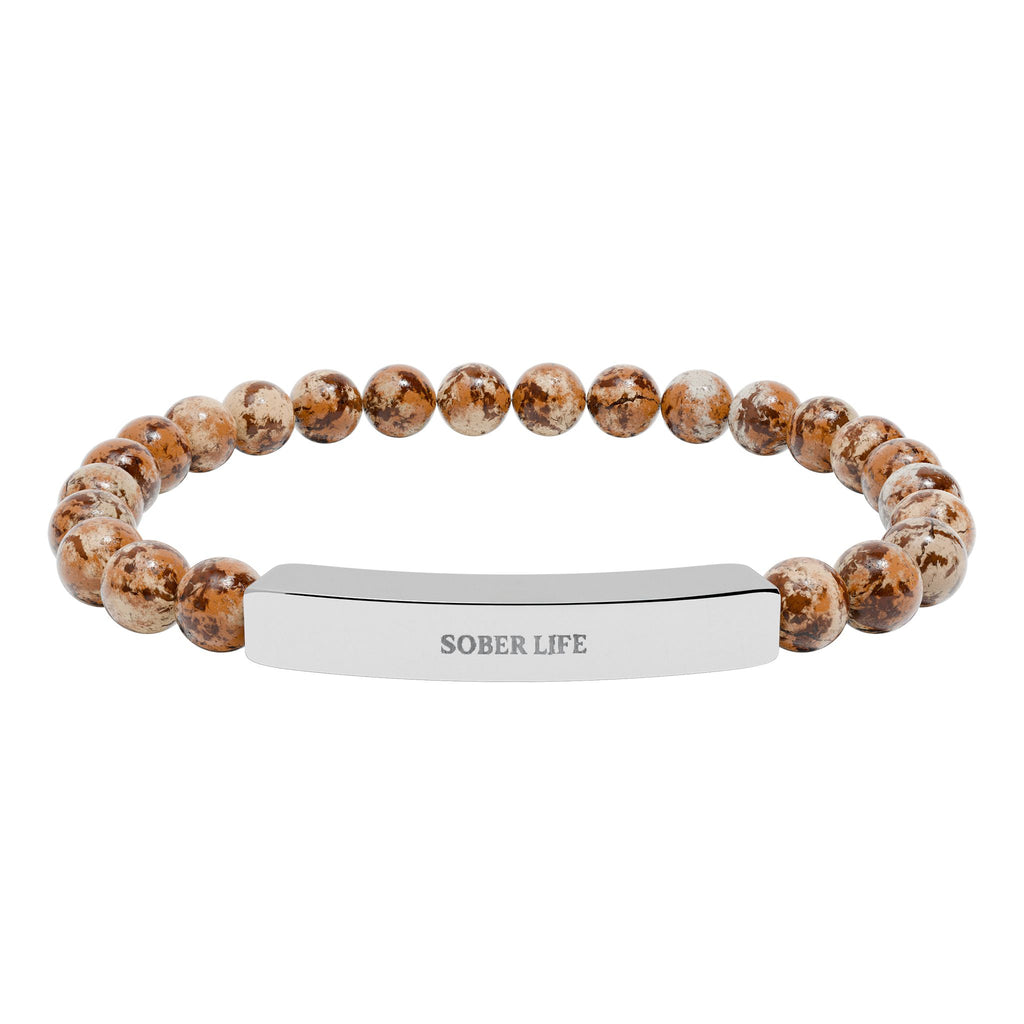 Engravable Natural Stone Stretch Bar Bracelet – Personalized Beaded Bracelet