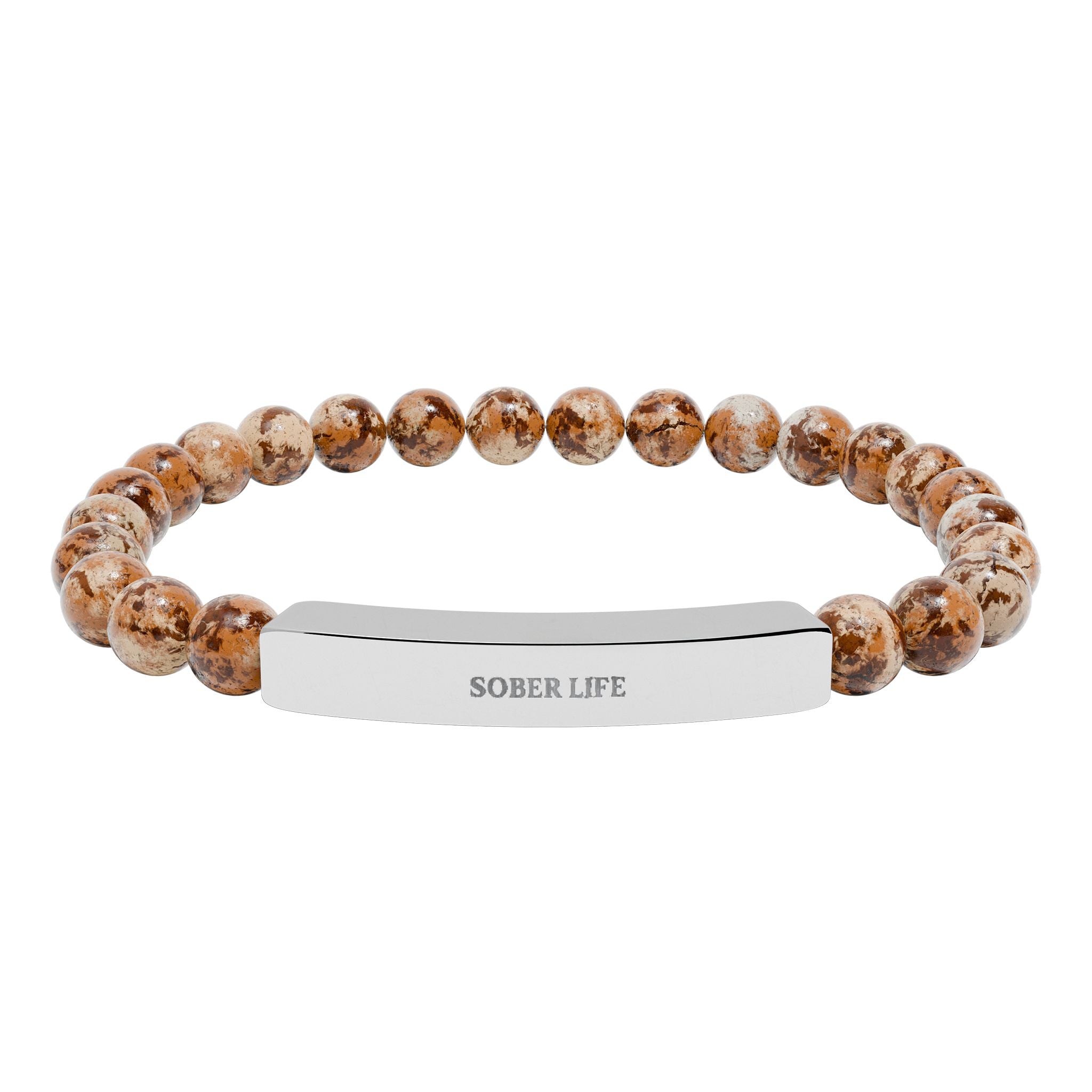 Engravable Natural Stone Stretch Bar Bracelet – Personalized Beaded Bracelet