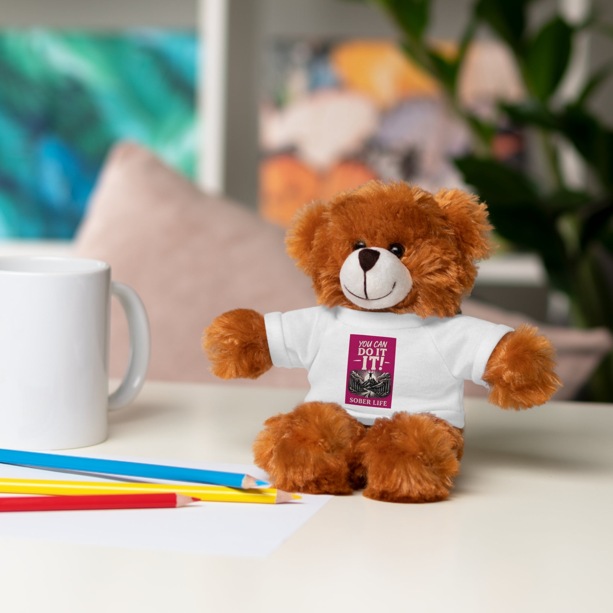 Motivational Teddy Bear with 'You Can Do It!' Tee