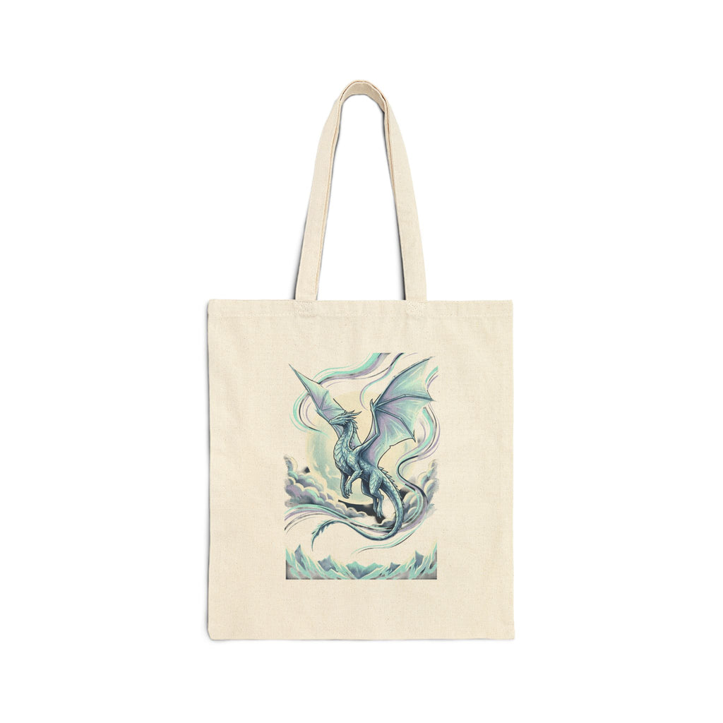 Ice Dragon Illustration Tote | Fantasy Dragon Tote, Mythical Creature Canvas
