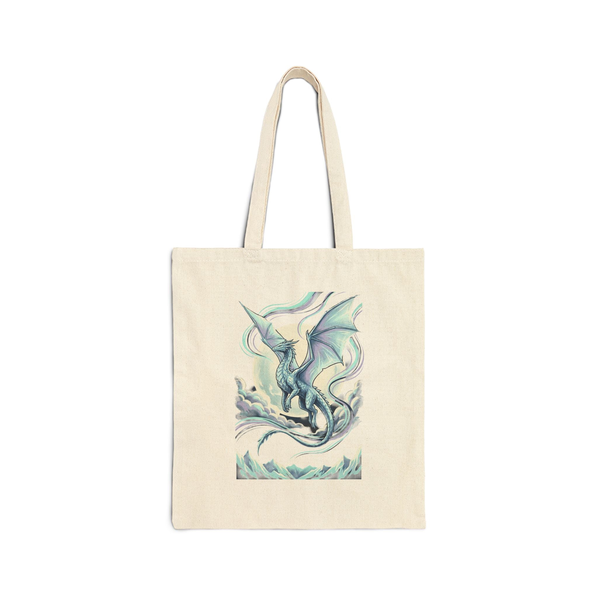 Ice Dragon Illustration Tote | Fantasy Dragon Tote, Mythical Creature Canvas
