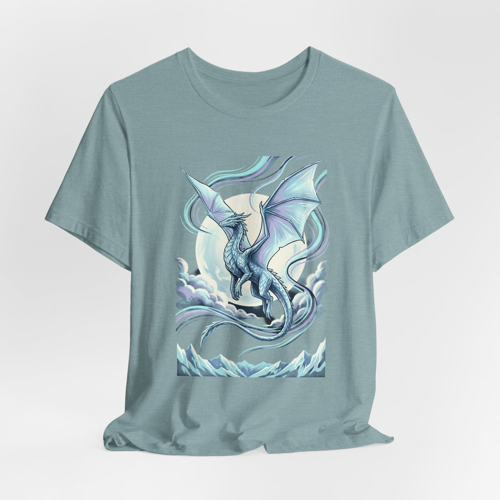 Ice Dragon Illustration T-Shirt | Fantasy Dragon Art, Mythical Creature Tee