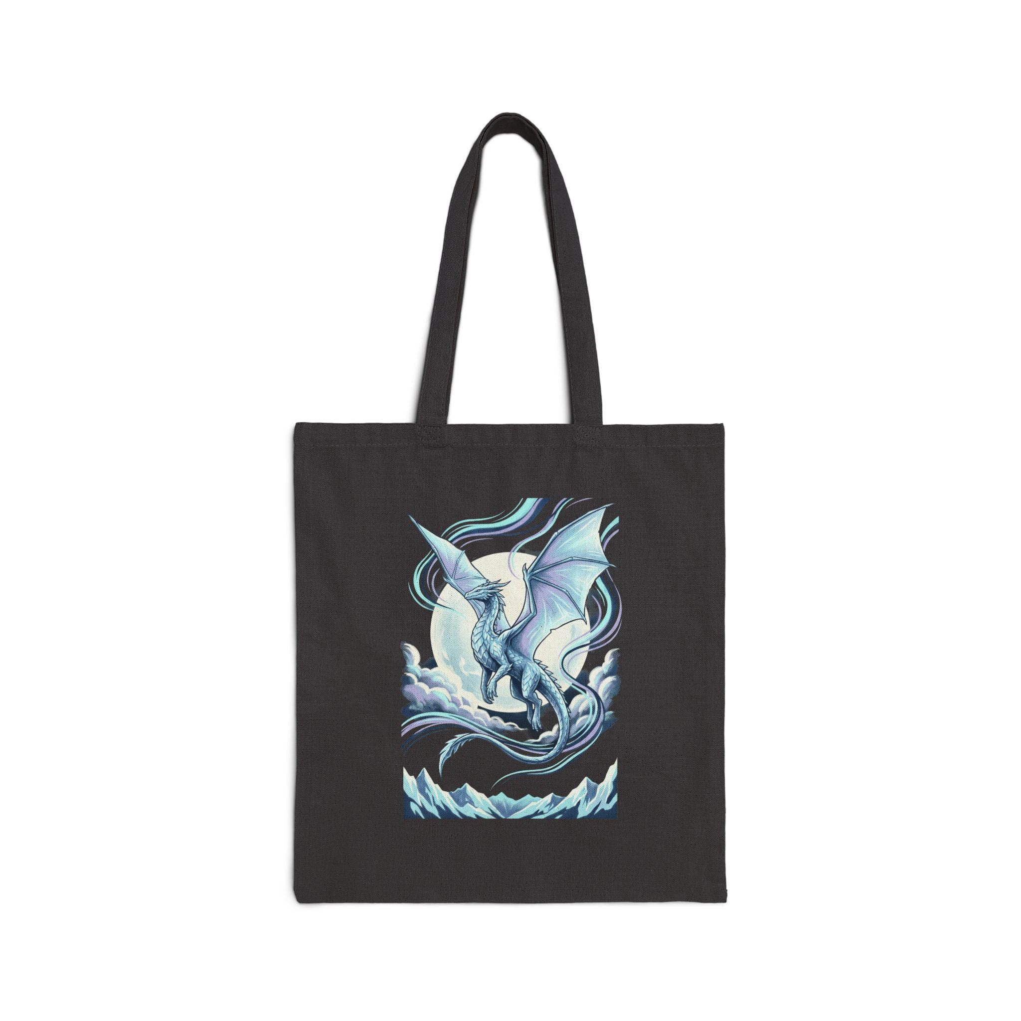 Ice Dragon Illustration Tote | Fantasy Dragon Tote, Mythical Creature Canvas
