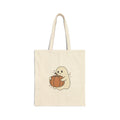 Cute Ghost Hugging Pumpkin Tote | Fall Pumpkin Tote Bag