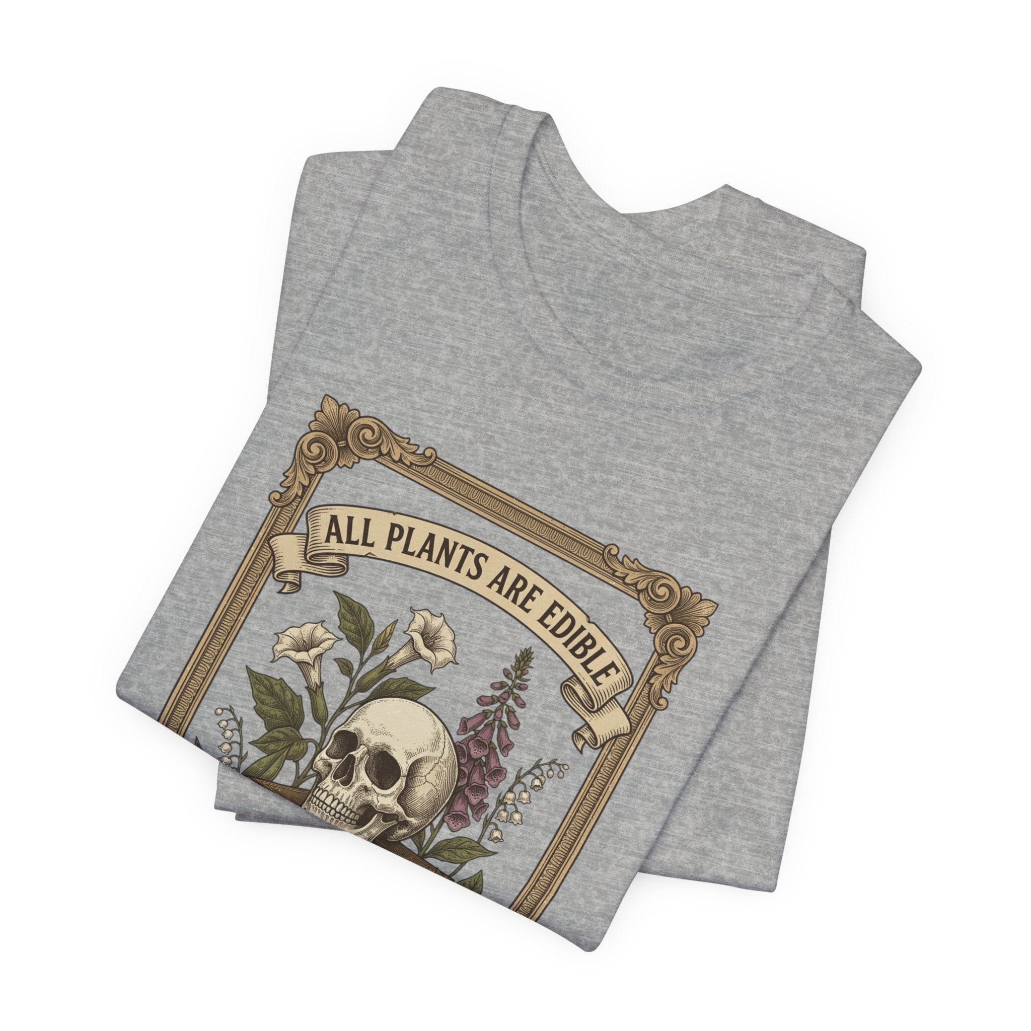 All Plants Are Edible Tee | Vintage Botanical Skull, Forager Mycology Humor
