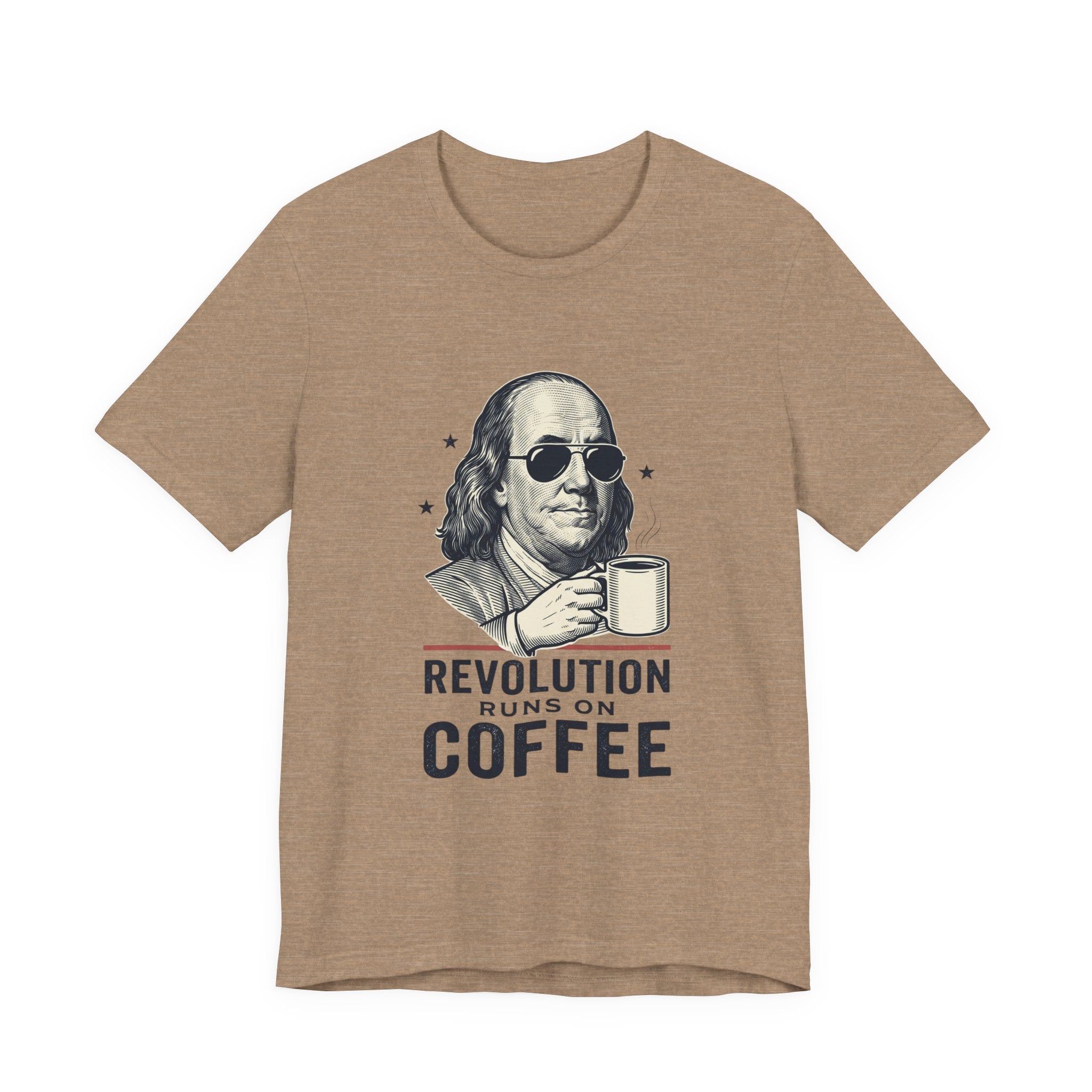 Revolution Runs on Coffee Tee | Founding Daddies, Vintage Patriotic Humor
