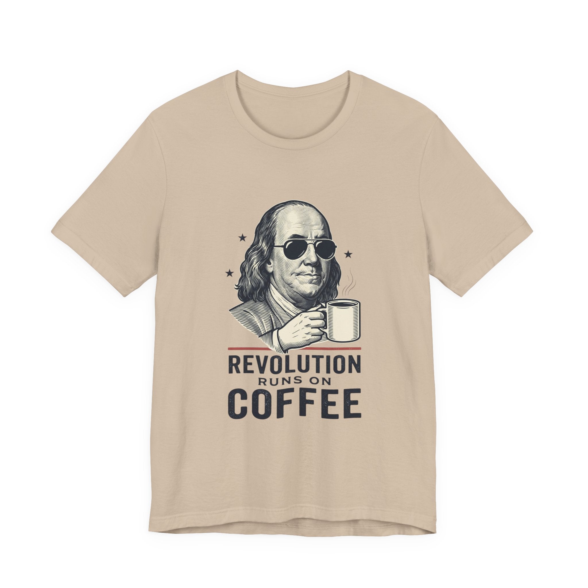 Revolution Runs on Coffee Tee | Founding Daddies, Vintage Patriotic Humor
