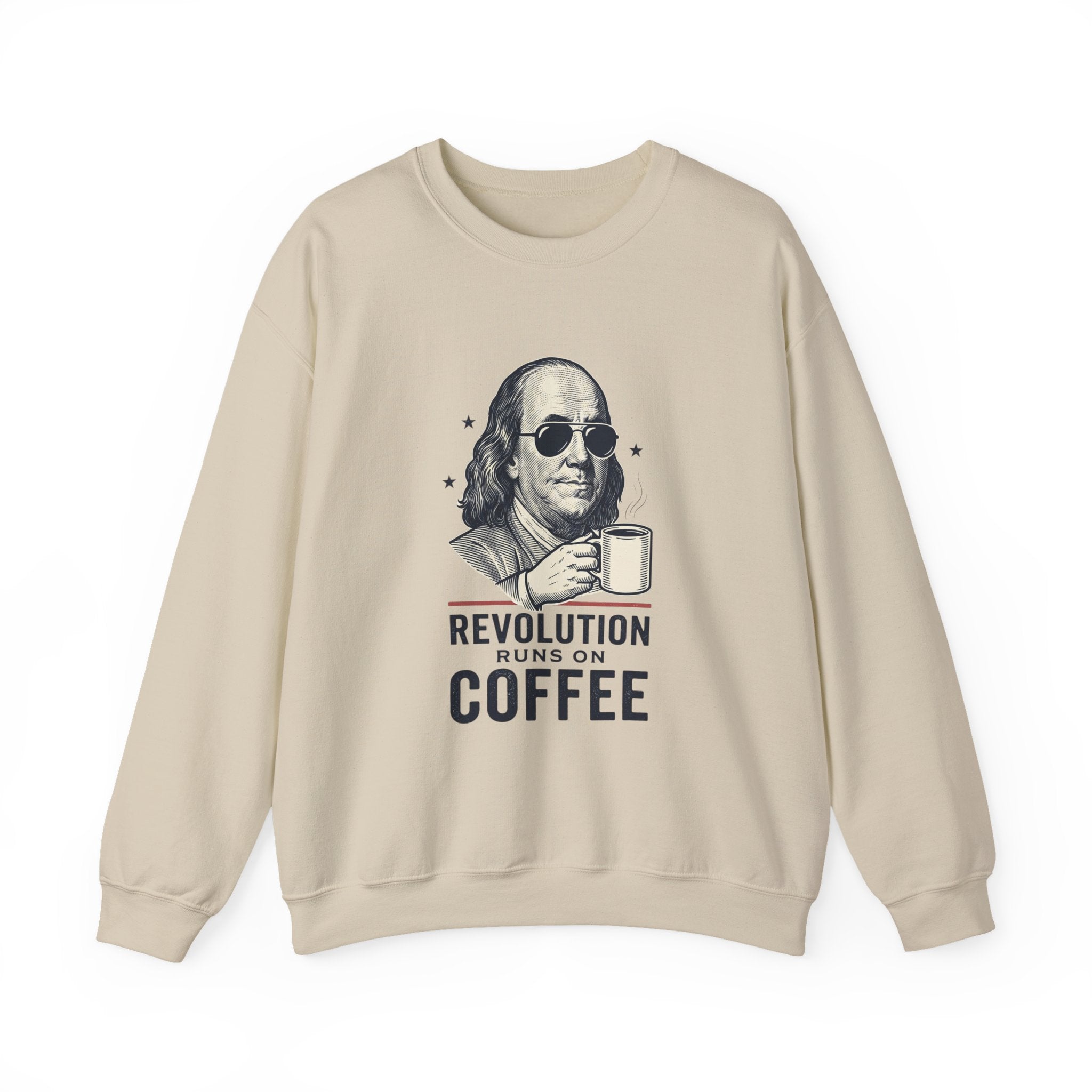 Revolution Runs on Coffee Crewneck Sweatshirt | Founding Daddies Americana, Vintage Portrait Tee