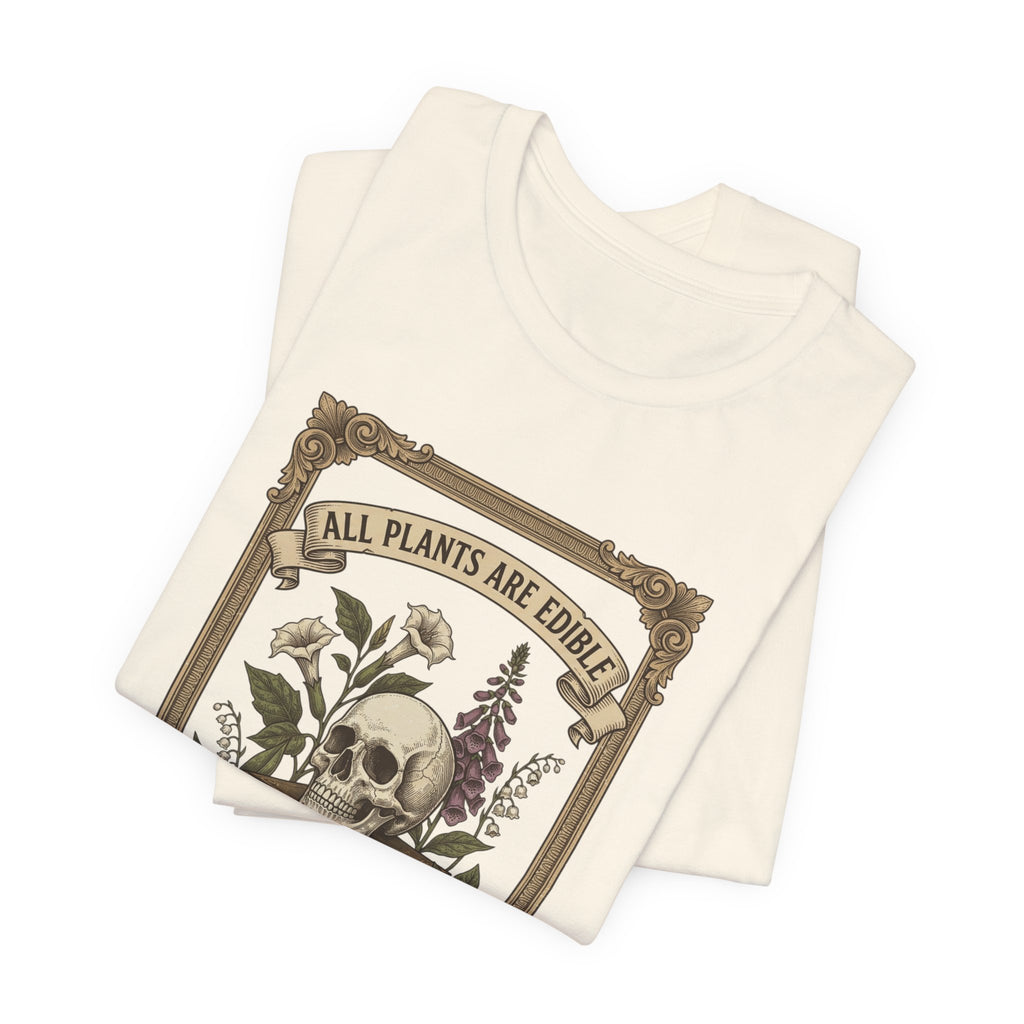 All Plants Are Edible Tee | Vintage Botanical Skull, Forager Mycology Humor