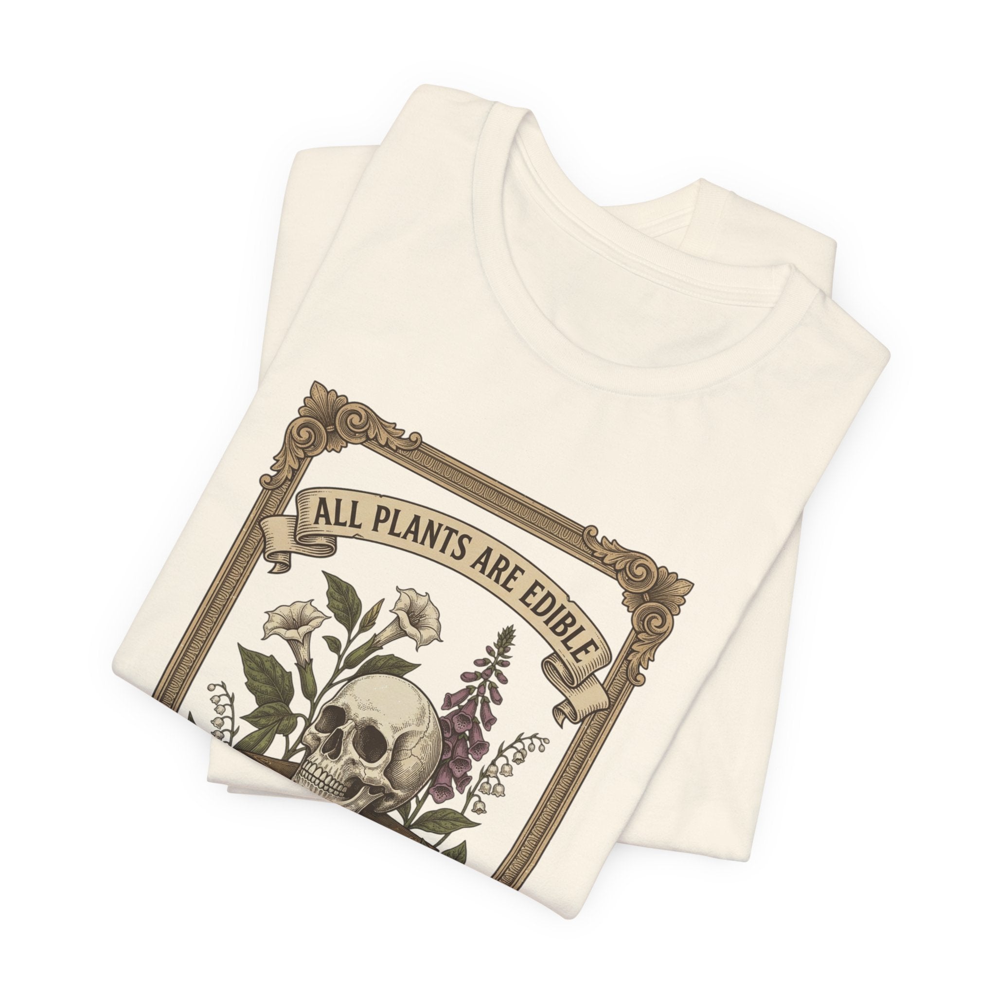 All Plants Are Edible Tee | Vintage Botanical Skull, Forager Mycology Humor