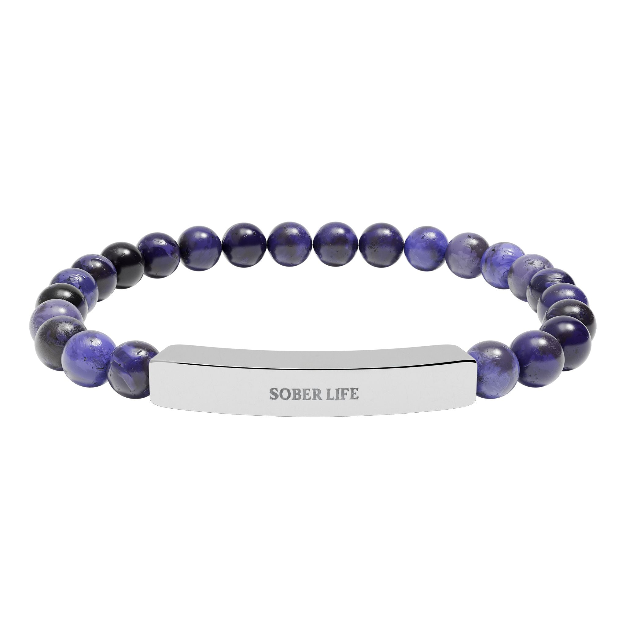 Engravable Natural Stone Stretch Bar Bracelet – Personalized Beaded Bracelet