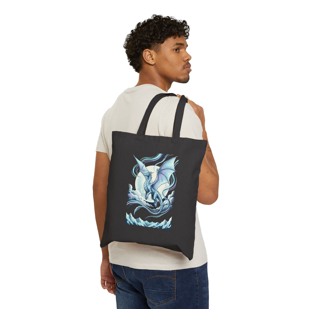 Ice Dragon Illustration Tote | Fantasy Dragon Tote, Mythical Creature Canvas