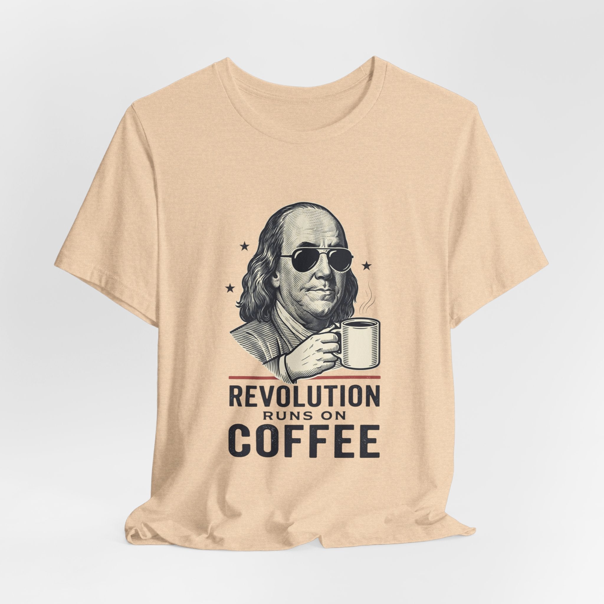 Revolution Runs on Coffee Tee | Founding Daddies, Vintage Patriotic Humor