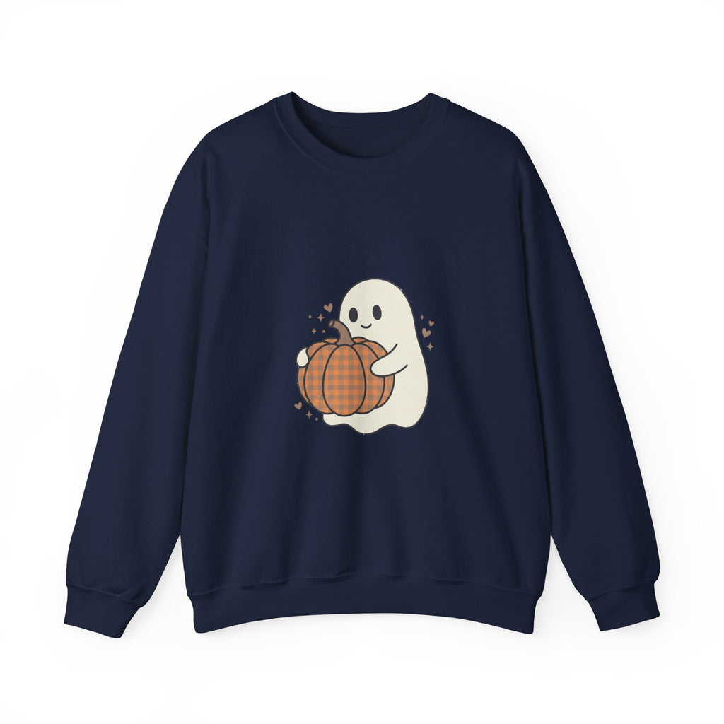 Cute Ghost Holding Pumpkin Sweatshirt | Pumpkin Halloween Fall Aesthetic