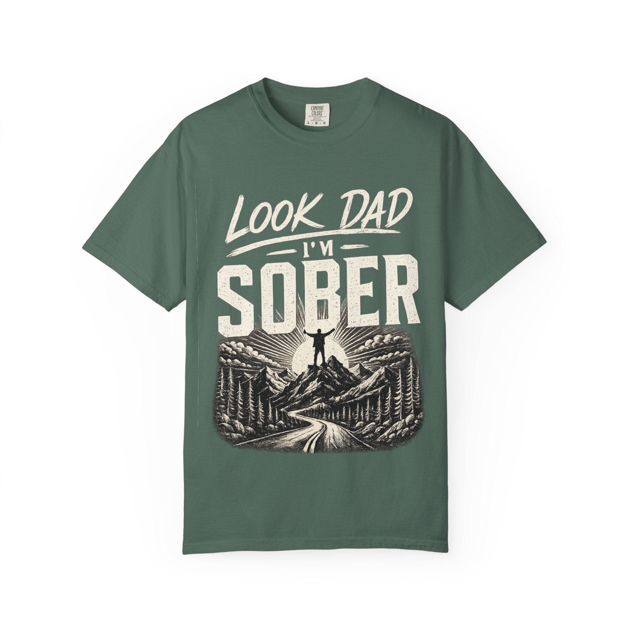 Look Dad I’m Sober T-Shirt – Recovery & Sobriety Mountain Design