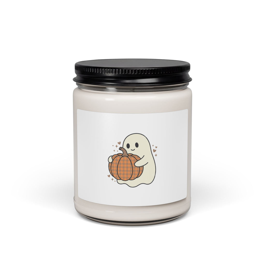 Cute Ghost Holding Pumpkin Candle | Fall Pumpkin Halloween Soy Jar
