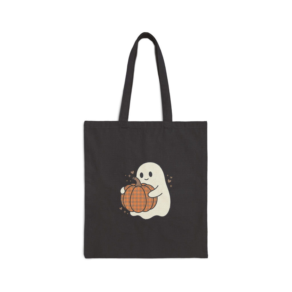 Cute Ghost Hugging Pumpkin Tote | Fall Pumpkin Tote Bag