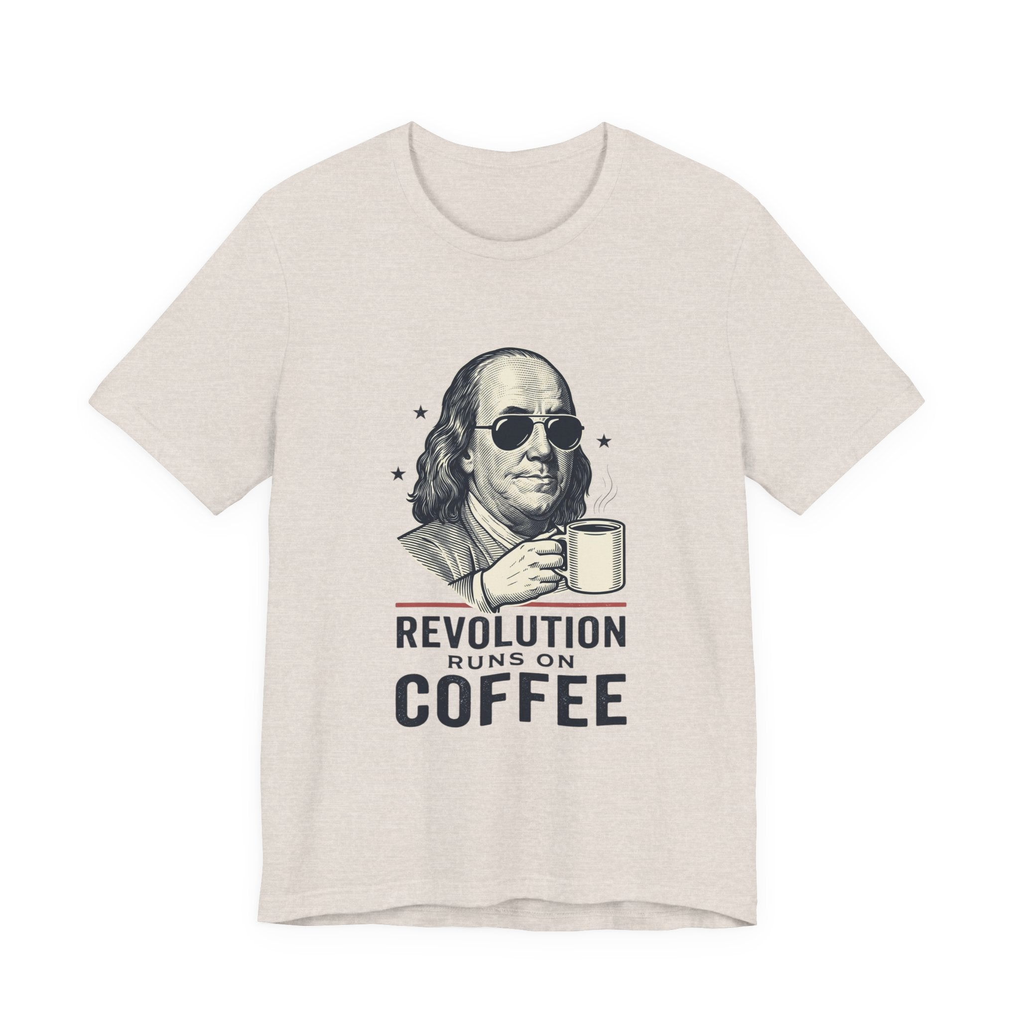 Revolution Runs on Coffee Tee | Founding Daddies, Vintage Patriotic Humor