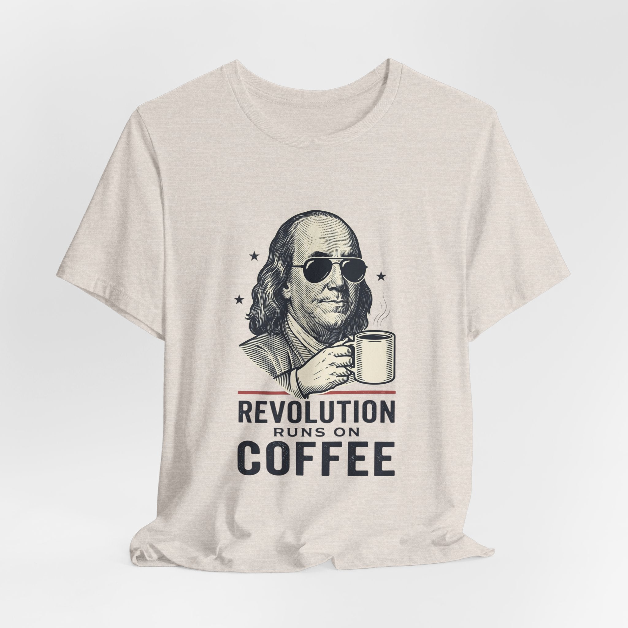 Revolution Runs on Coffee Tee | Founding Daddies, Vintage Patriotic Humor