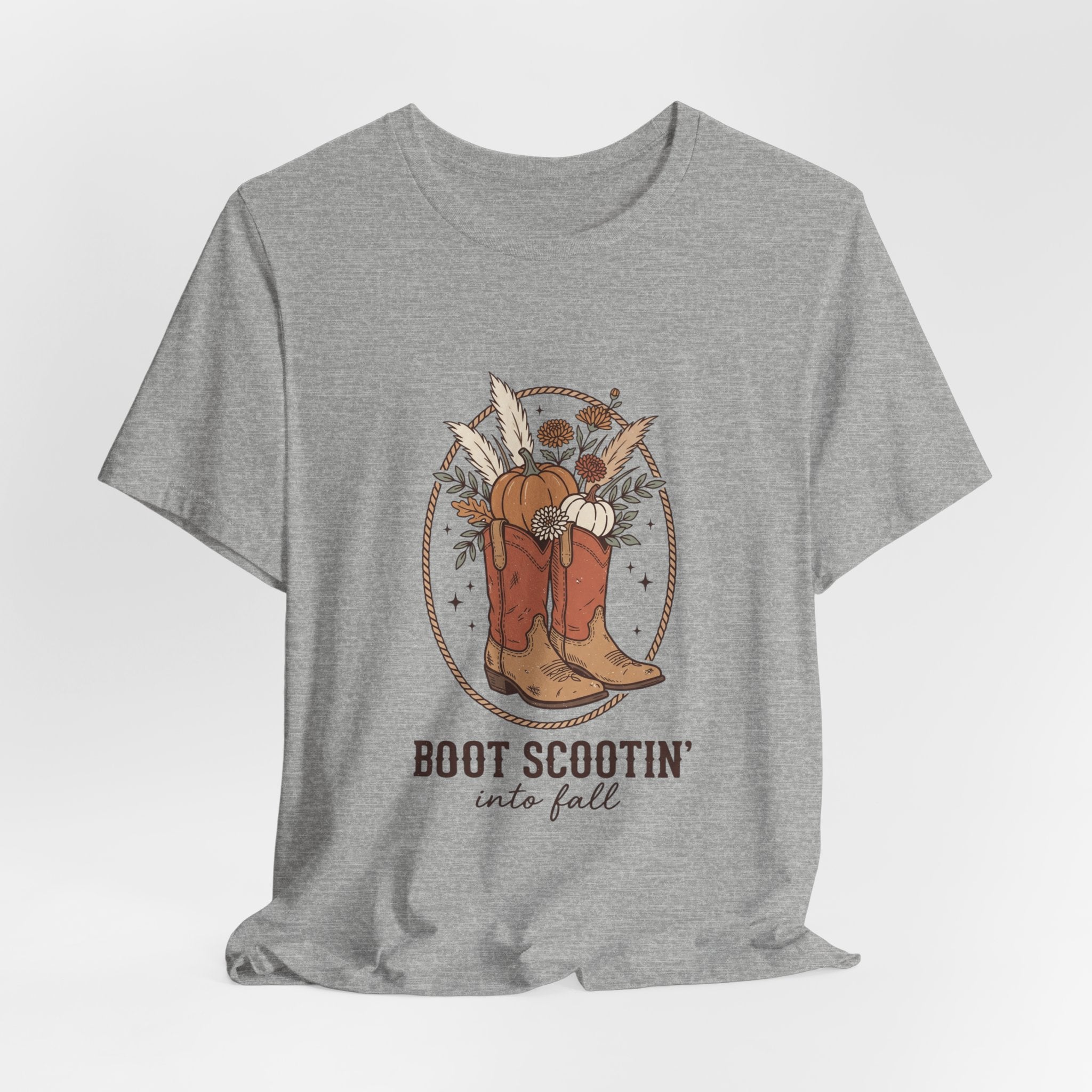 Boot Scootin' into Fall Tee | Pumpkin, Cowboy Boots, Fall Aesthetic