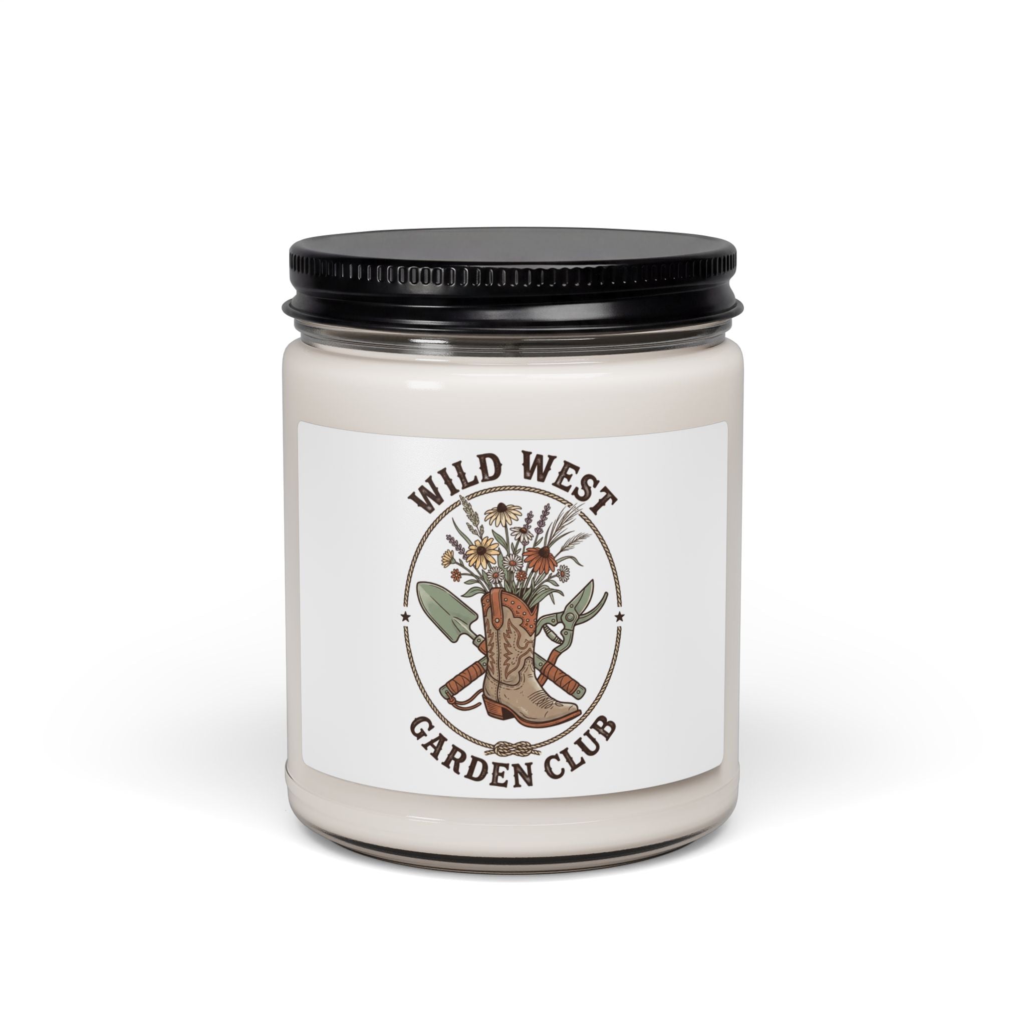 Wild West Garden Club Candle, Cowgirl Western Boots Floral Soy Candle